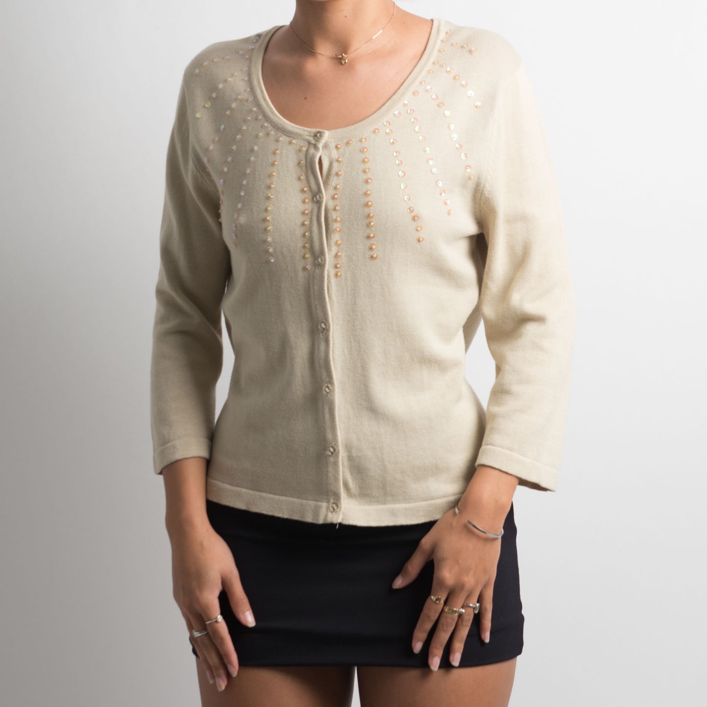 CARDIGAN À PAILLETTES BEIGE