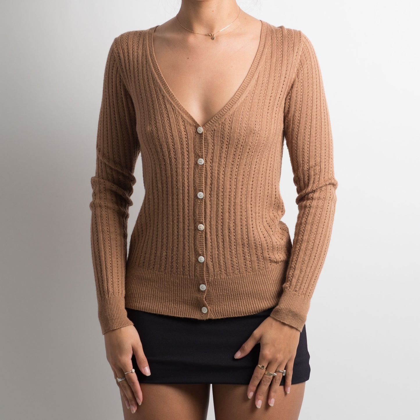 BROWN SHEER CARDIGAN