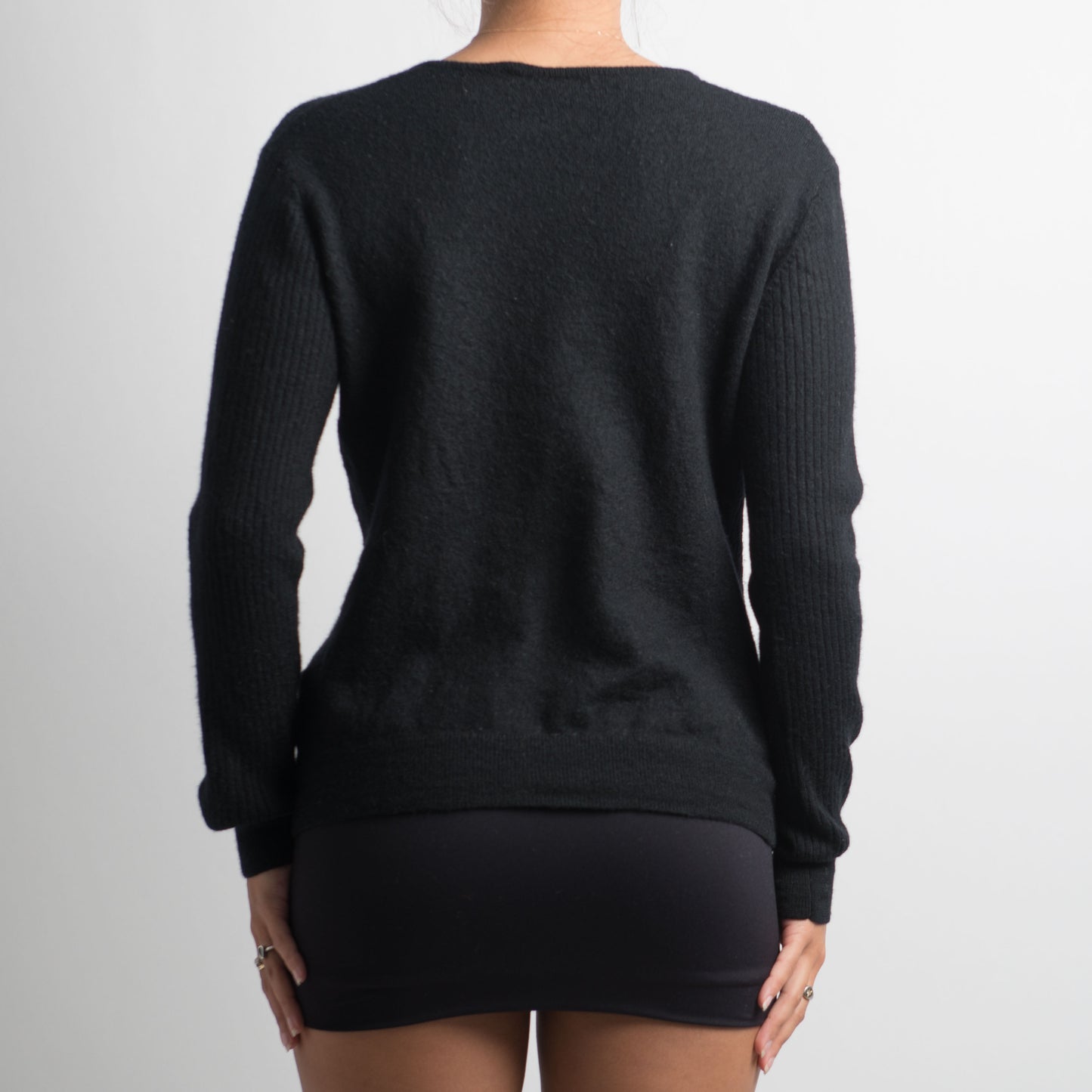 BLACK WOOL CARDIGAN