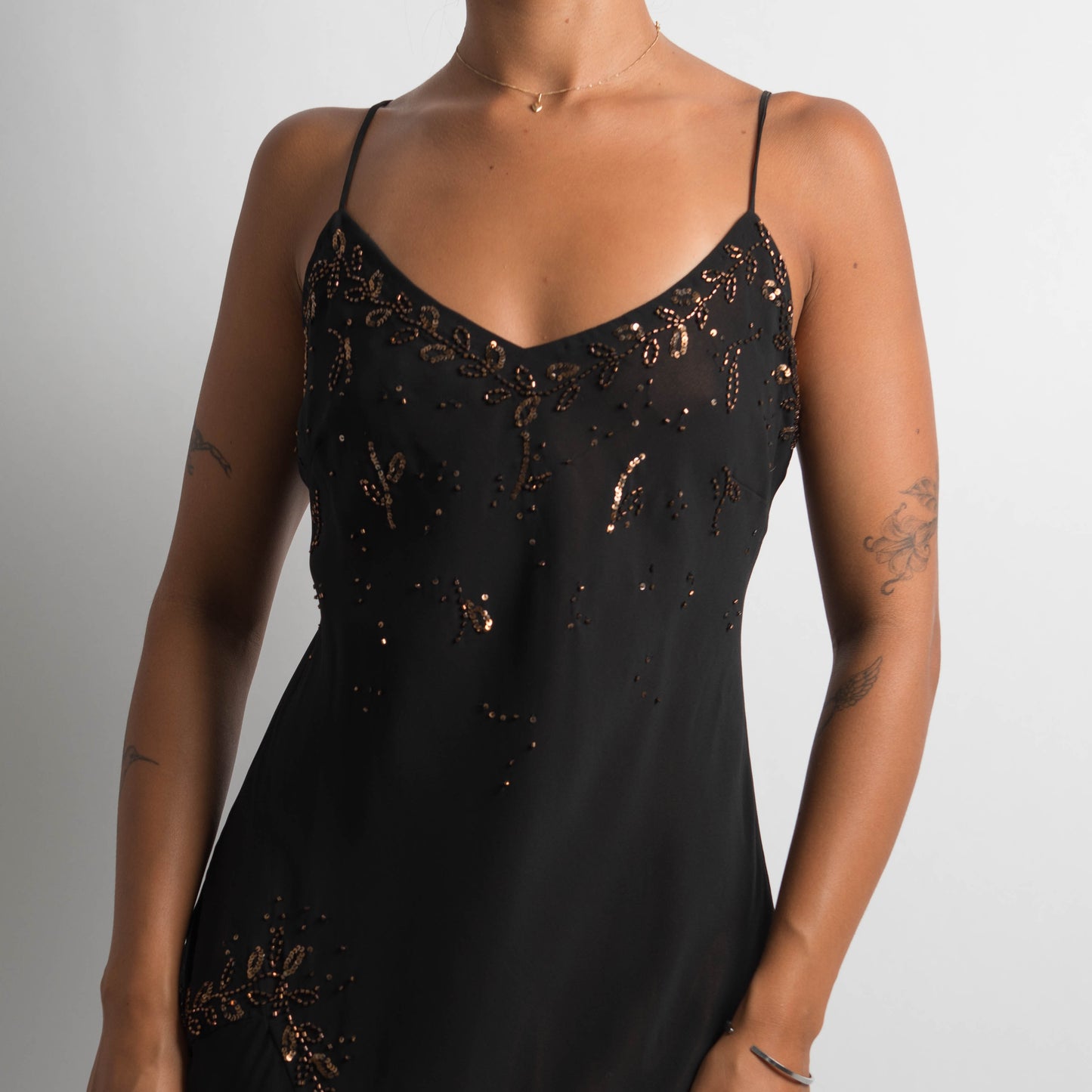 BLACK BEADED EVENING DRESS