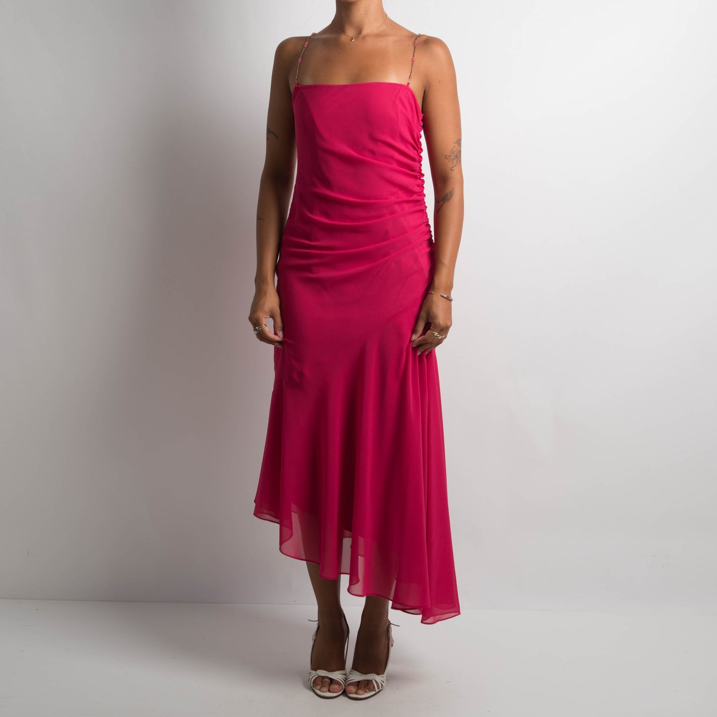 PINK ASYMMETRIC EVENING DRESS