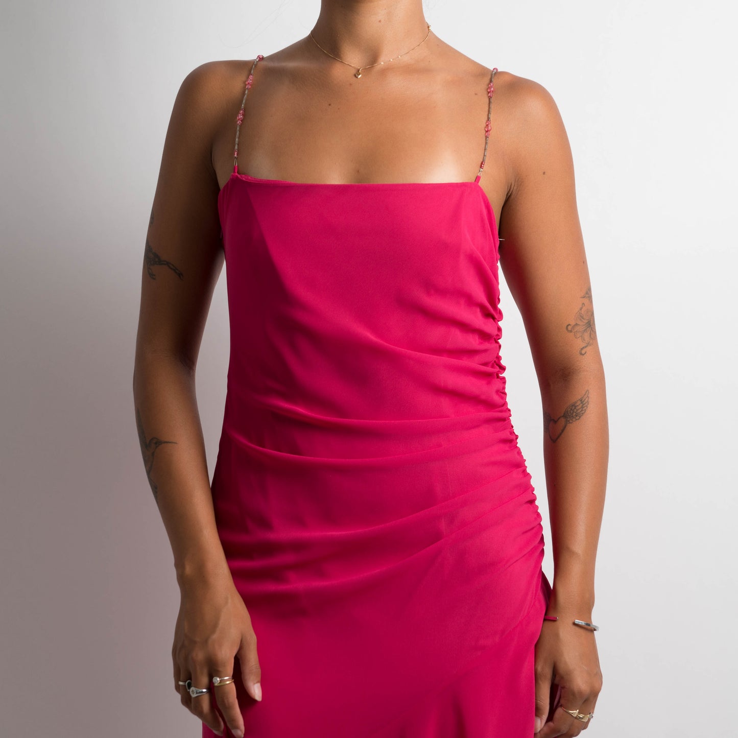 PINK ASYMMETRIC EVENING DRESS