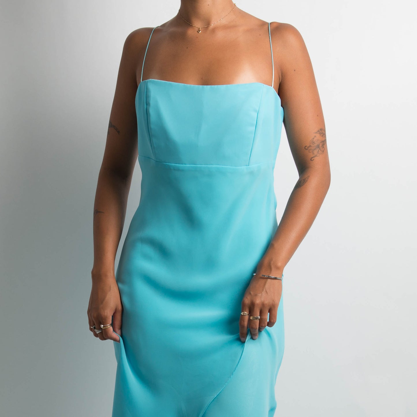 BLUE ASYMMETRIC EVENING DRESS