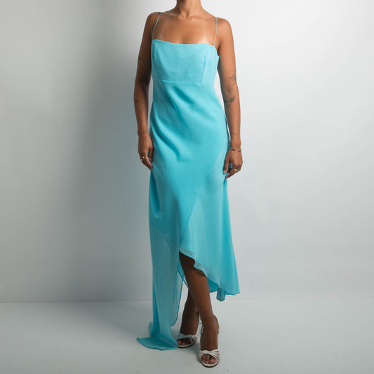 BLUE ASYMMETRIC EVENING DRESS