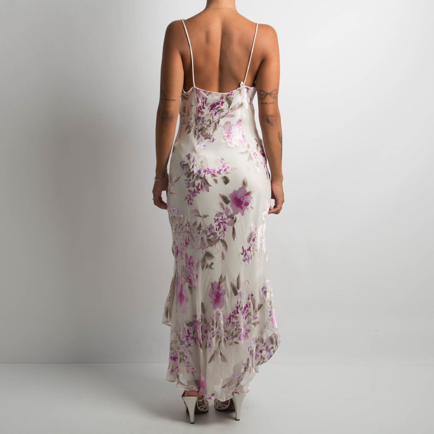 SILK FLORAL EVENING DRESS