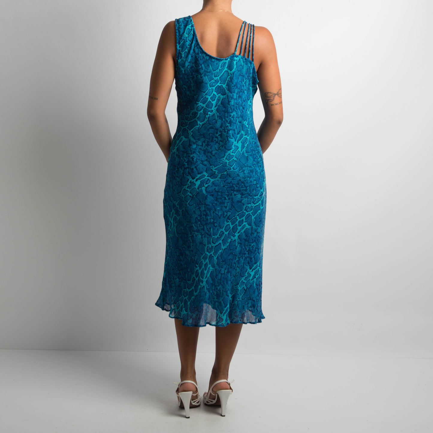 BLUE ANIMAL PRINT MIDI DRESS