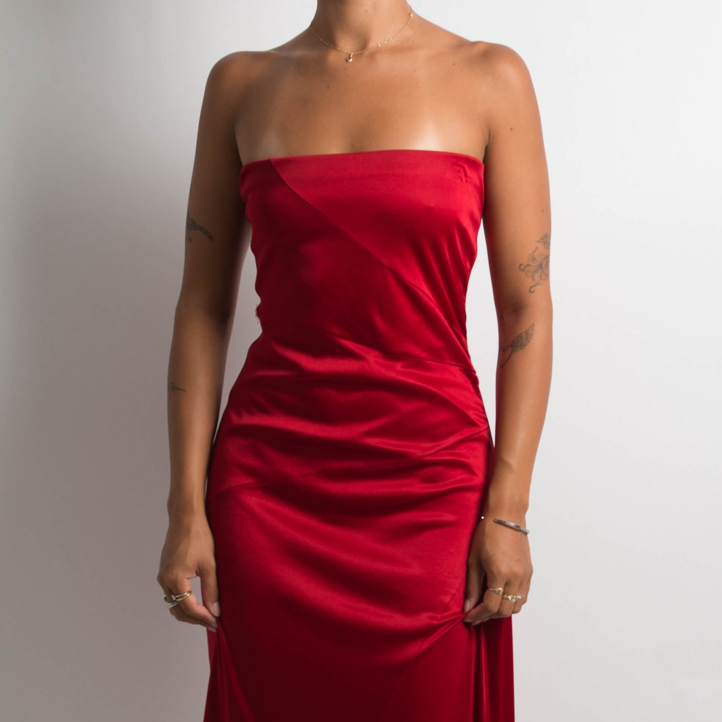 RED STRAPLESS GOWN