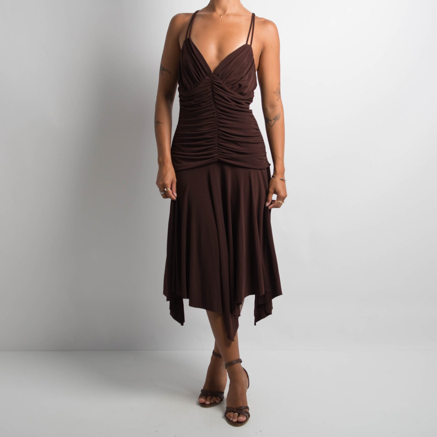 CHOCOLATE BROWN MIDI DRESS