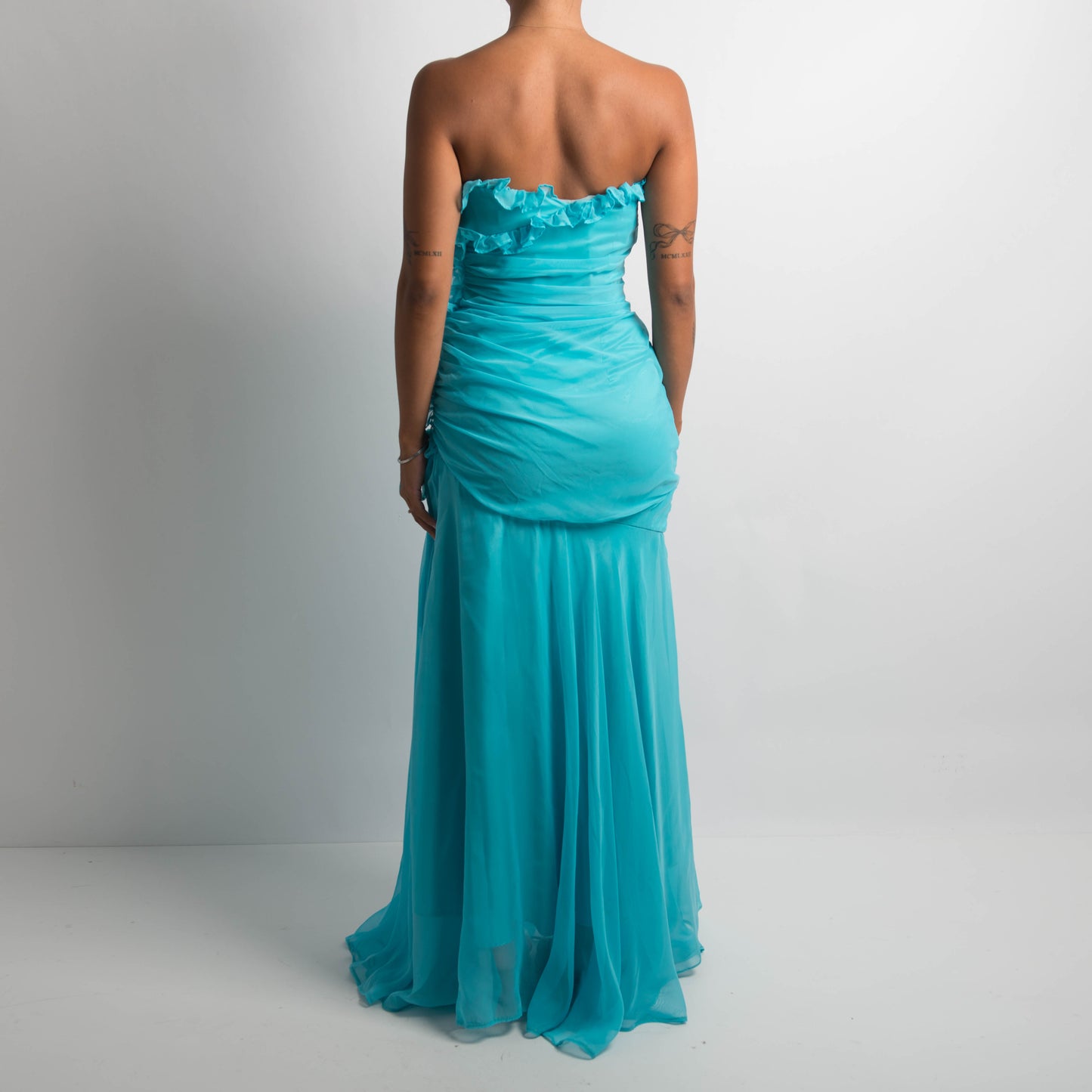 BLUE STRAPLESS GOWN