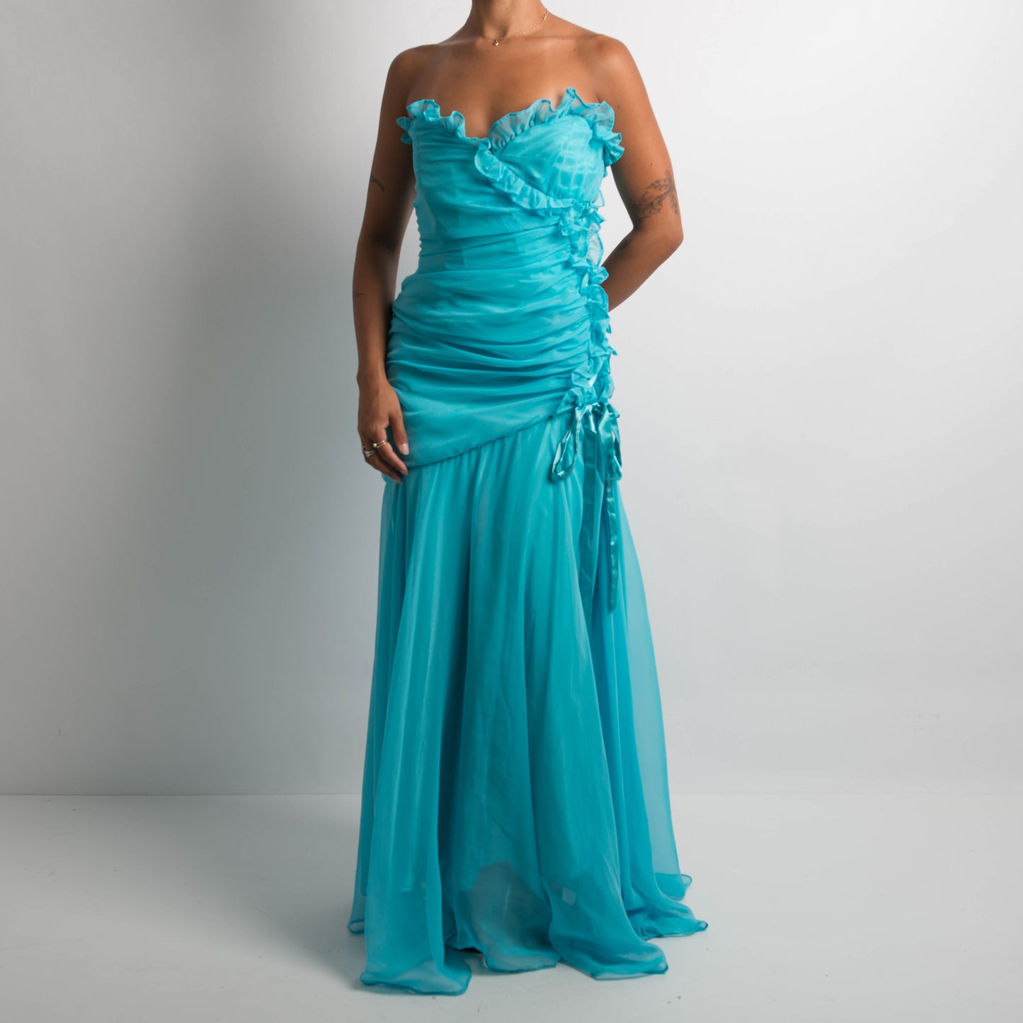 BLUE STRAPLESS GOWN