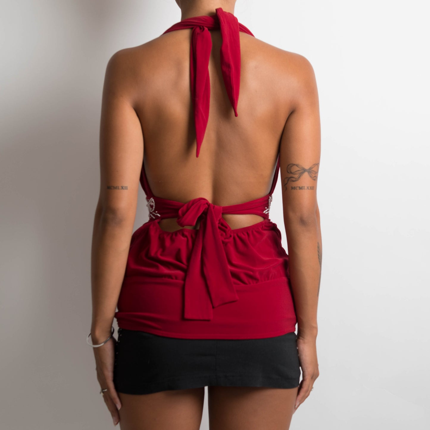 RED HALTERNECK TOP