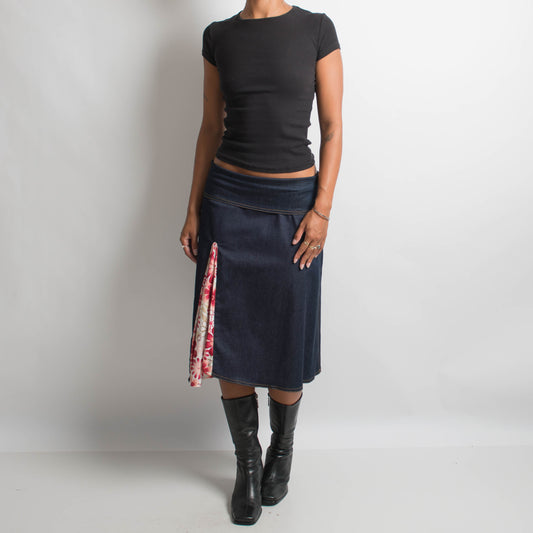 STRETCH DENIM MIDI SKIRT