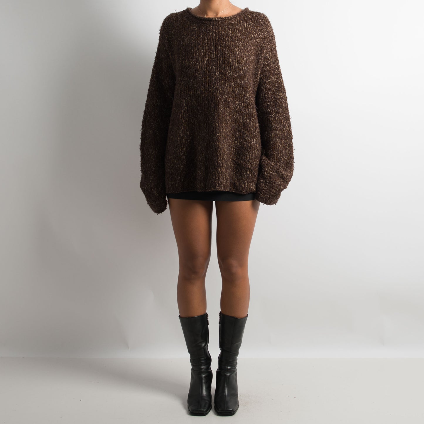 PULL EN MAILLE MARRON CHINE