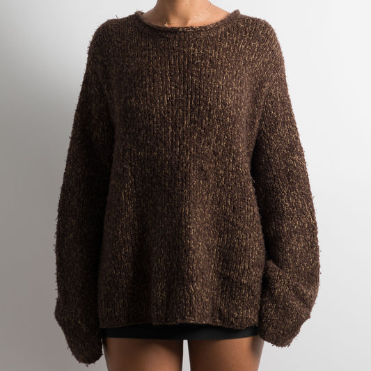 PULL EN MAILLE MARRON CHINE