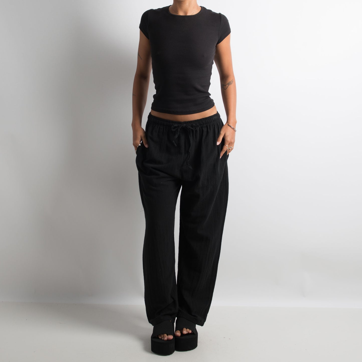 BLACK DRAWSTRING PANTS