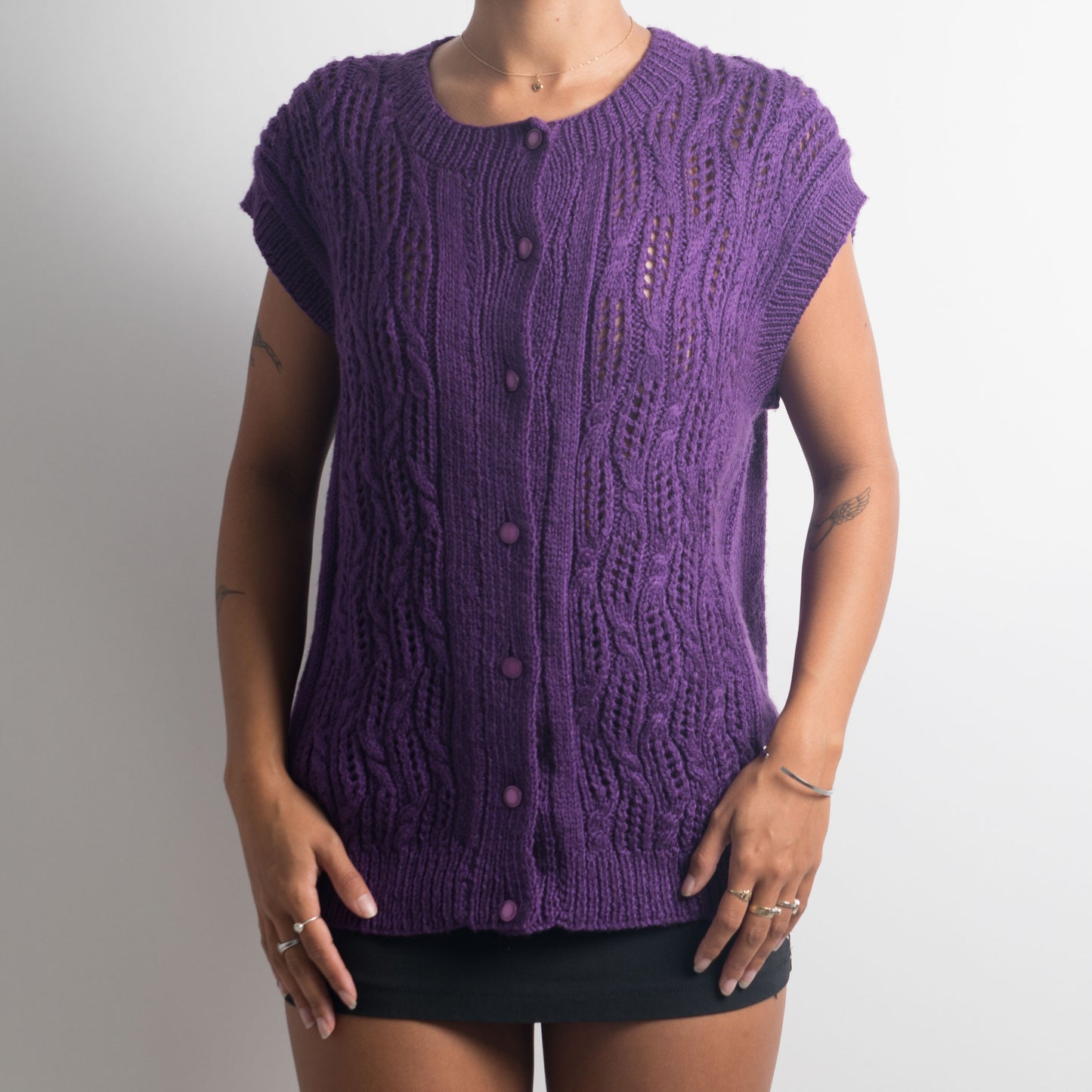 CARDIGAN SANS MANCHES VIOLET