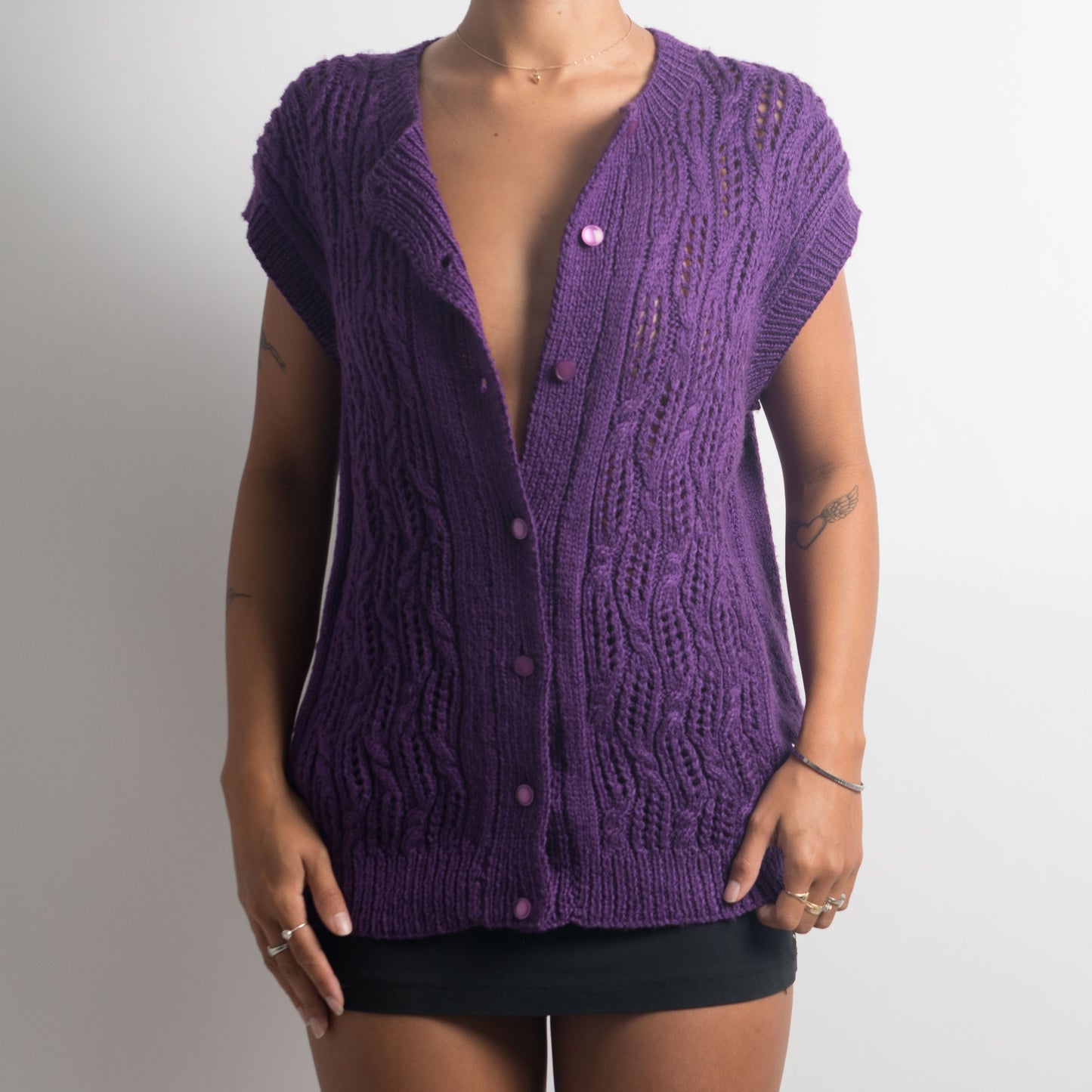 CARDIGAN SANS MANCHES VIOLET