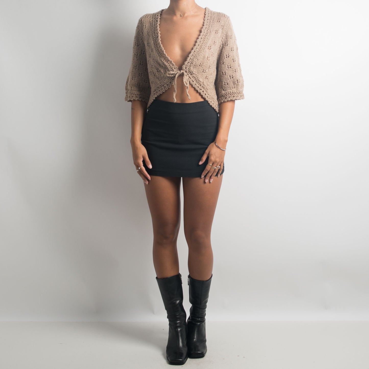 LIGHT BROWN CROCHET TOP