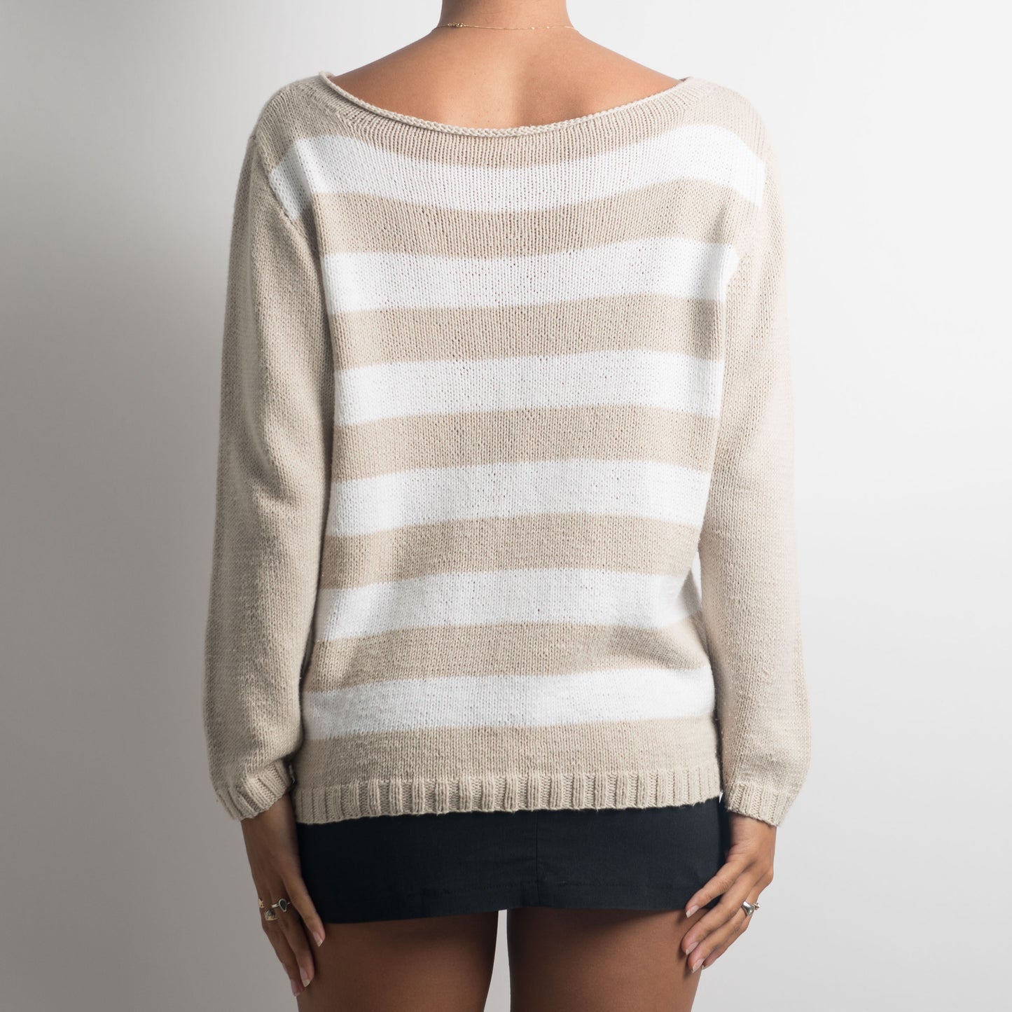 BEIGE STRIPED KNIT