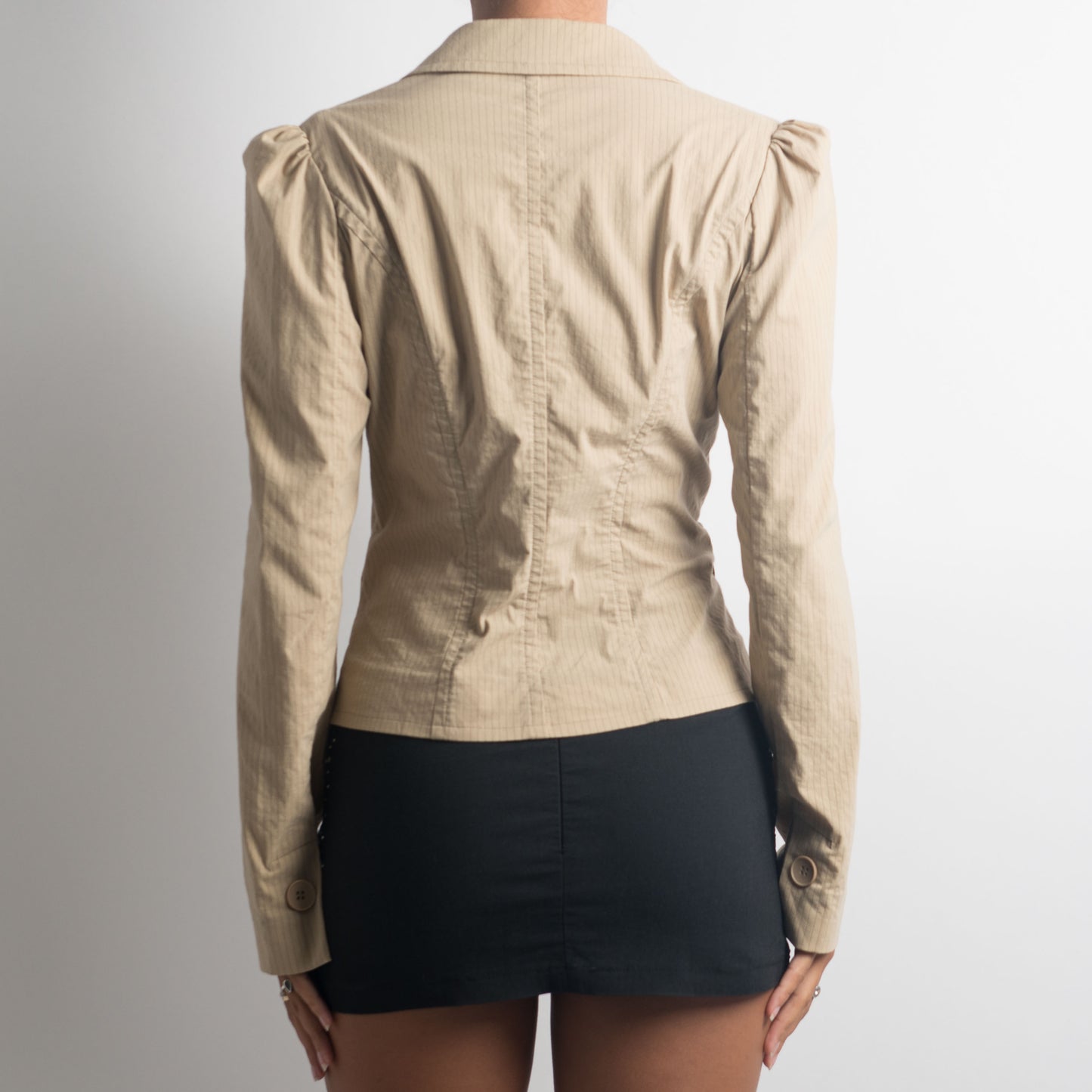 BLAZER BEIGE À RAYURES FINES