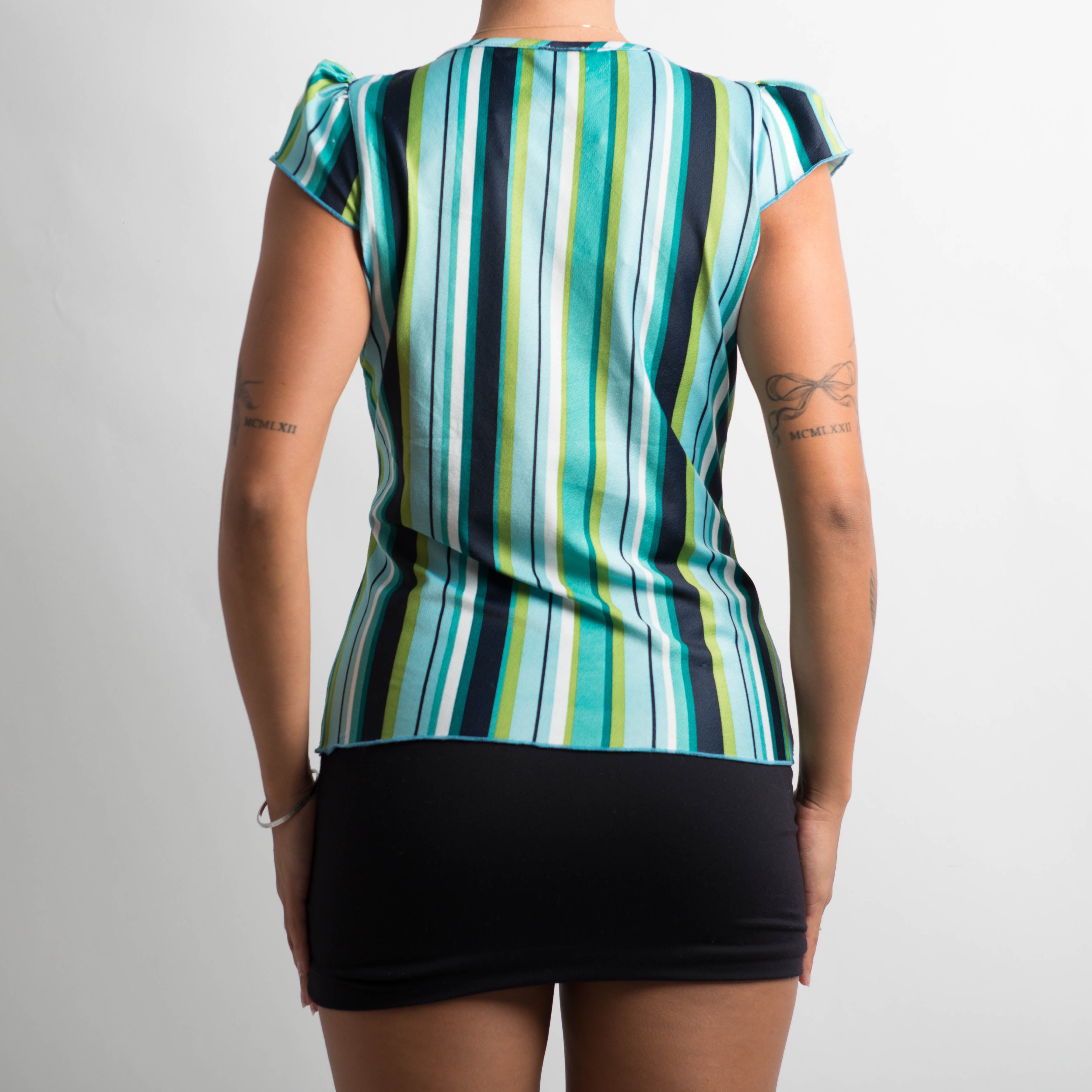 GREEN BLUE STRIPE TOP
