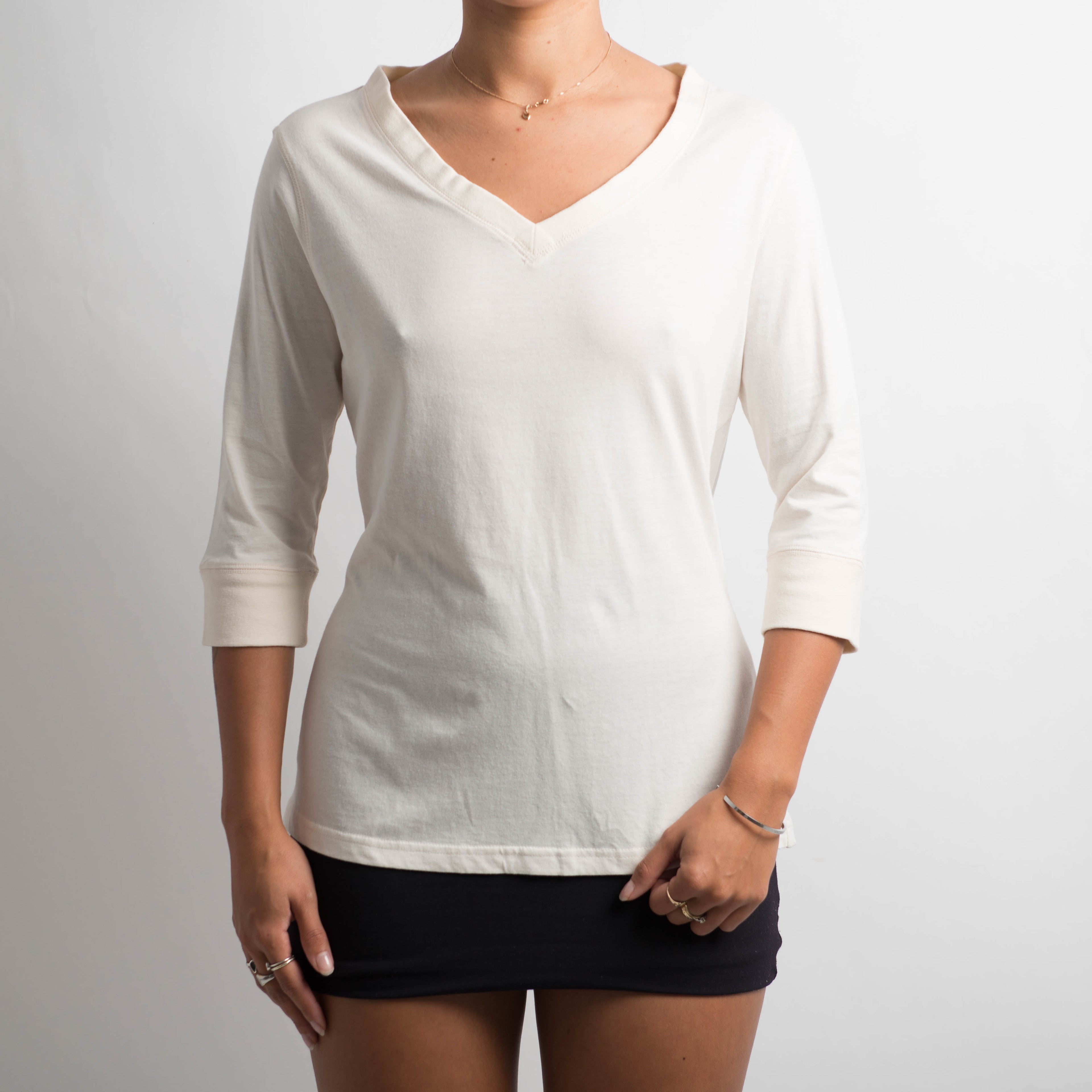 CREAM 3/4 SLEEVE TOP