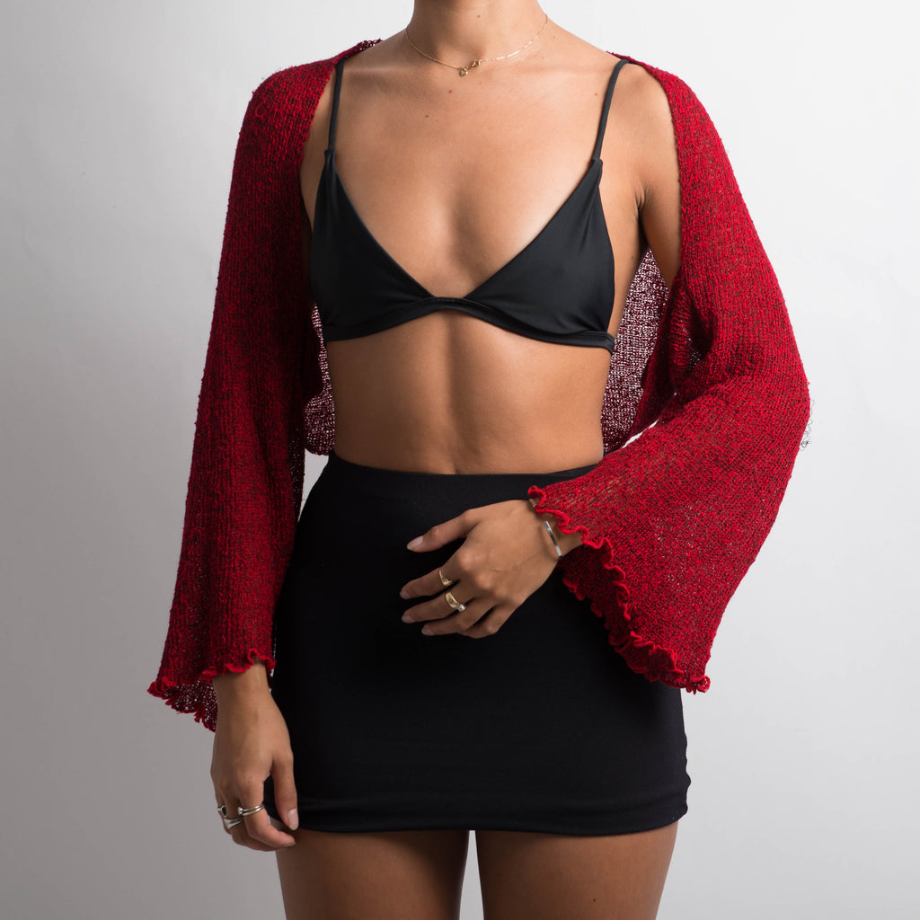 RED CROCHET BOLERO