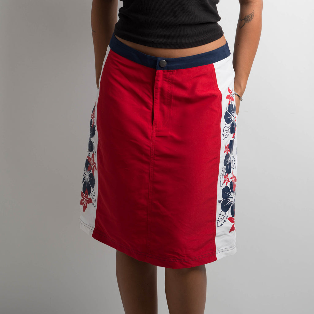 NYLON FLORAL PANEL SKIRT