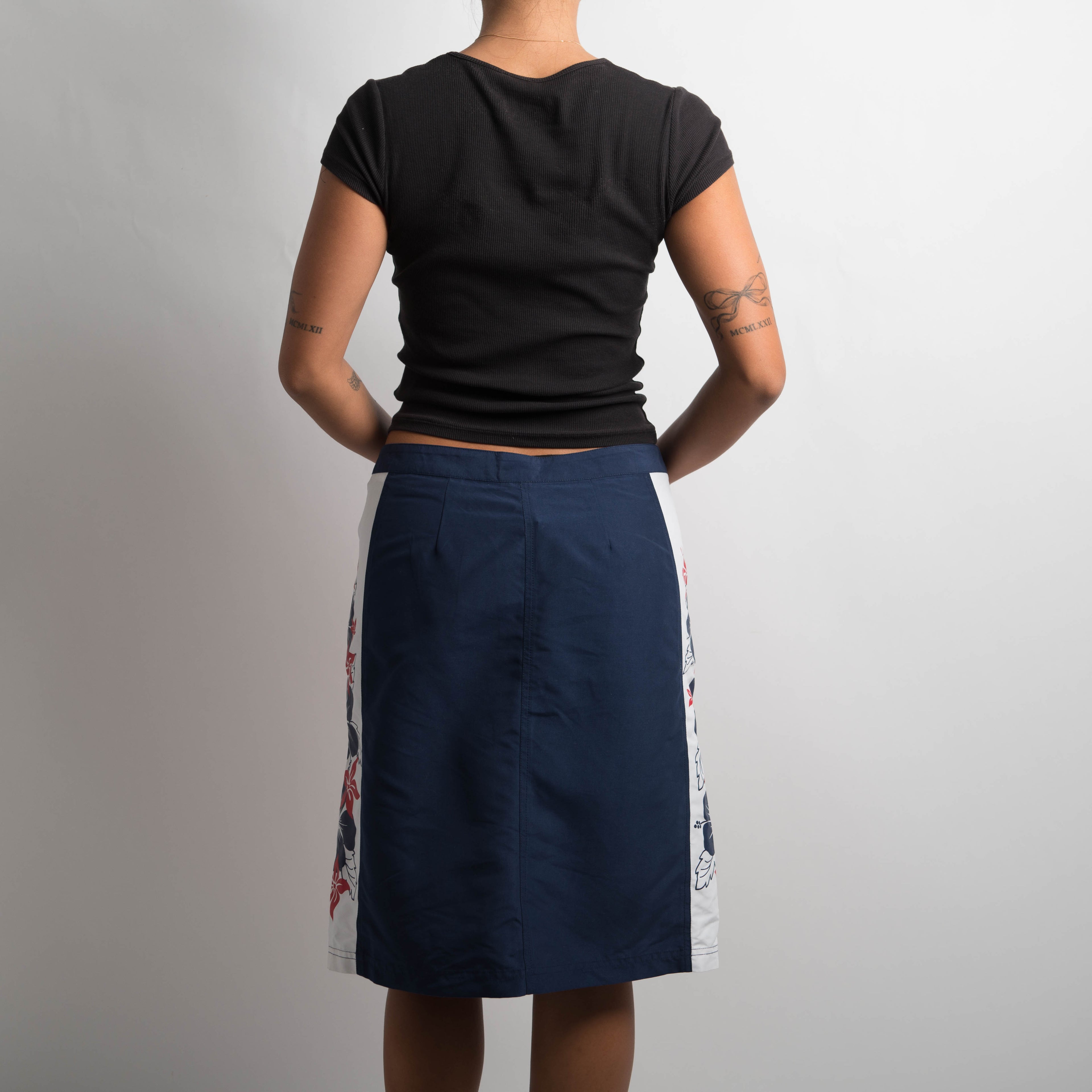 NYLON FLORAL PANEL SKIRT