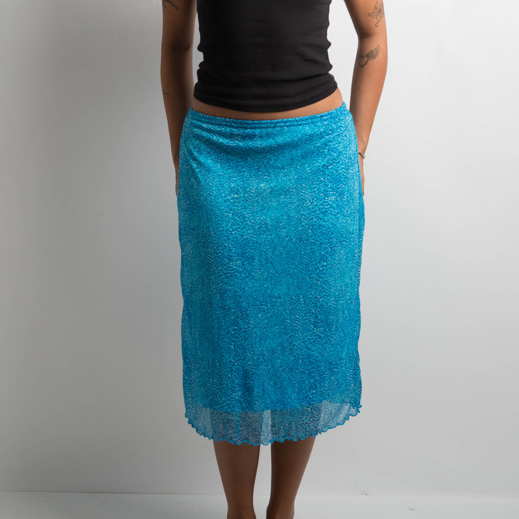 BLUE MESH MIDI SKIRT