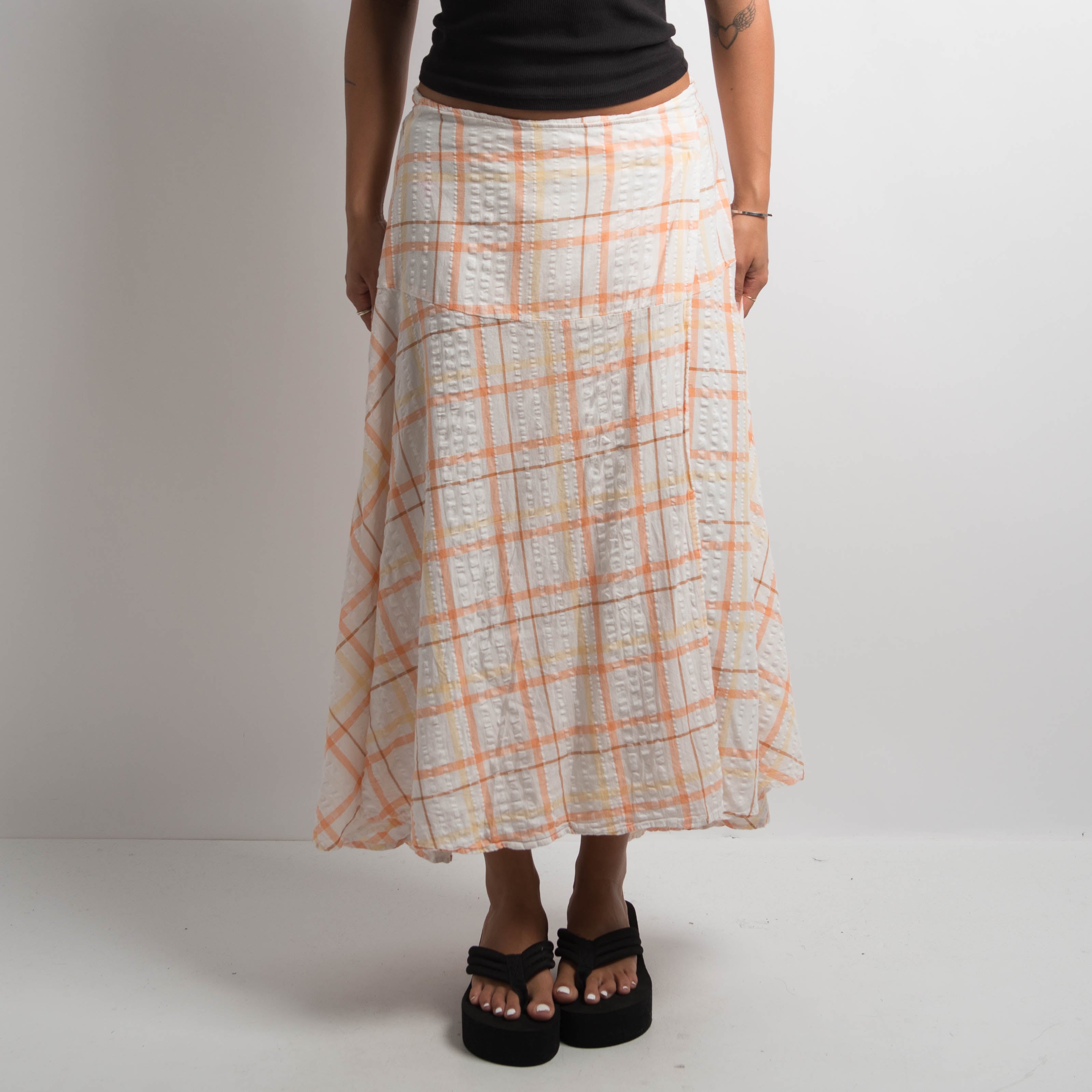 PLAID WRAP MIDI SKIRT