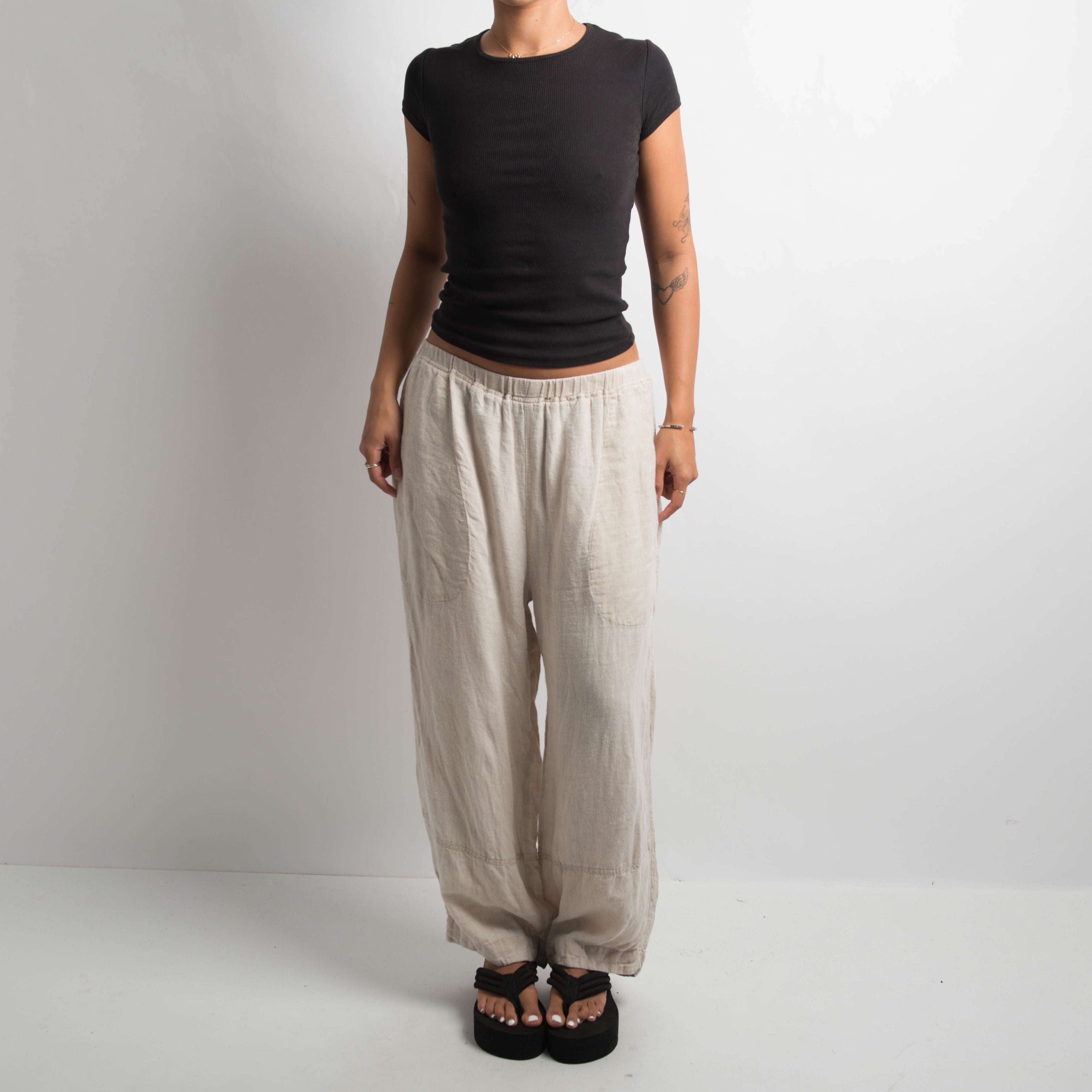 BEIGE LINEN PANTS