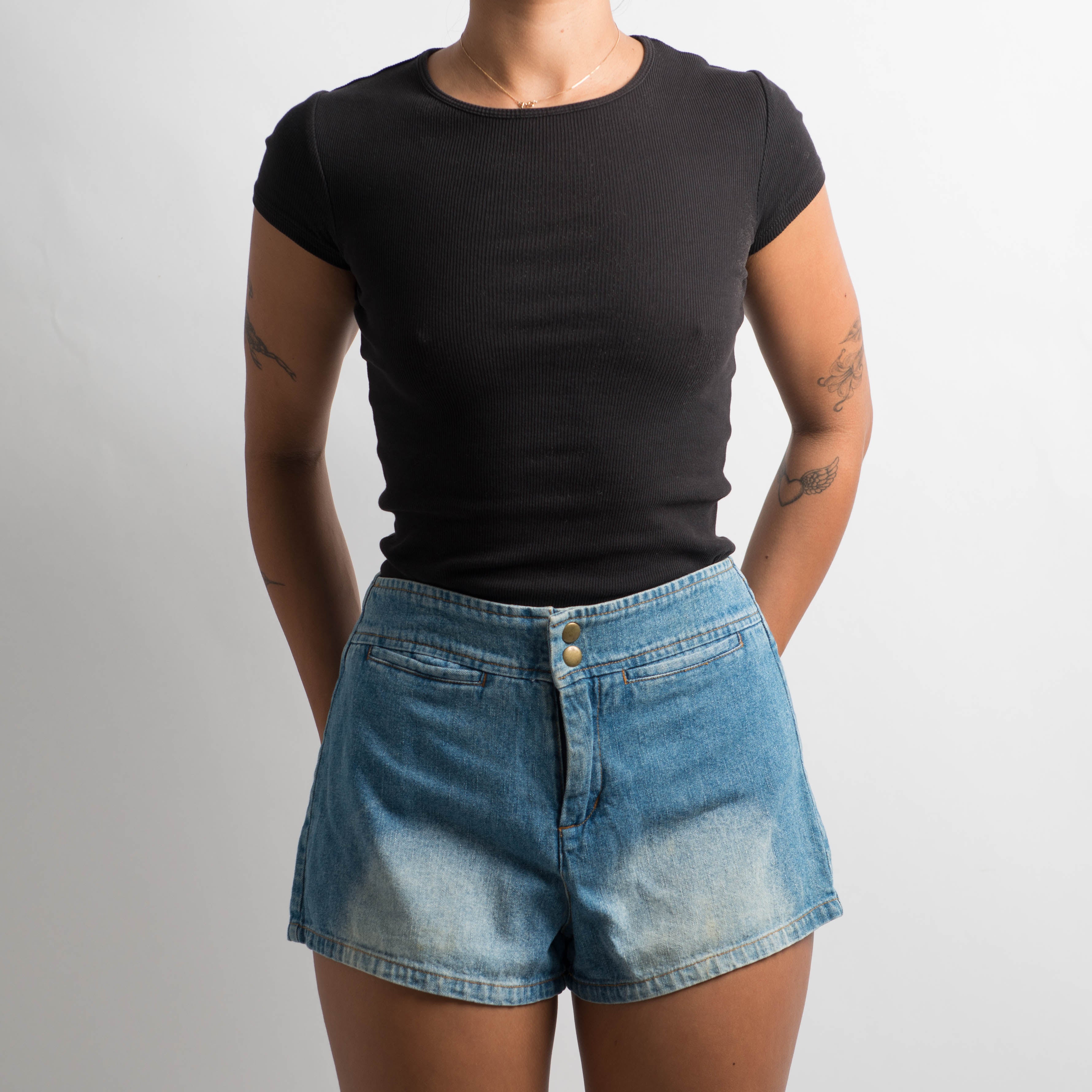 MID WASH DENIM SHORTS