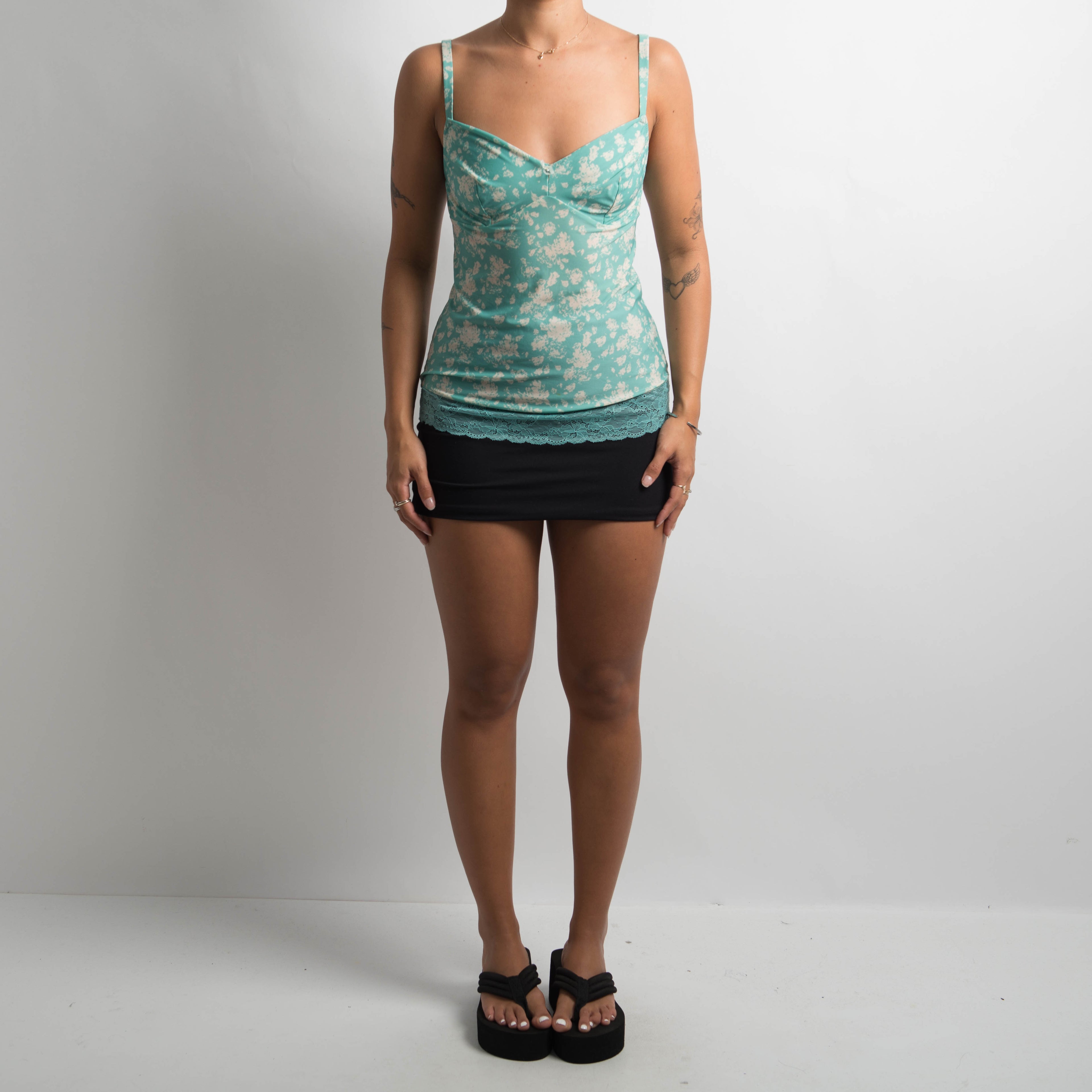 AQUA FLORAL CAMISOLE