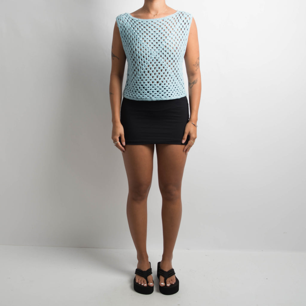 BLUE CROCHET TOP