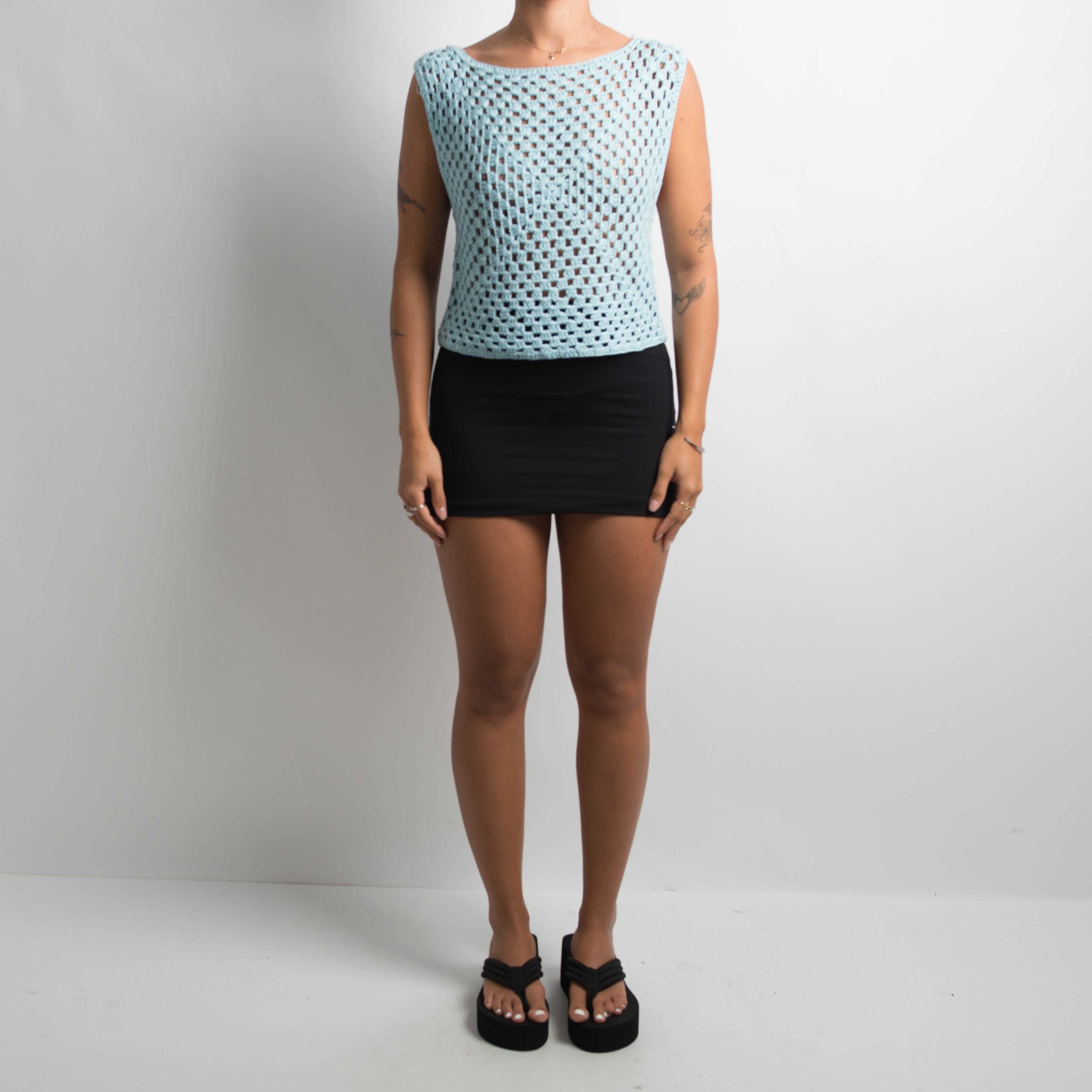 BLUE CROCHET TOP