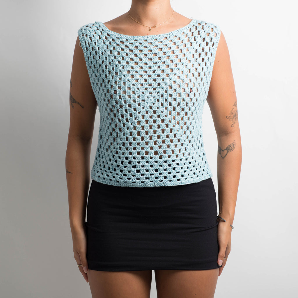 BLUE CROCHET TOP