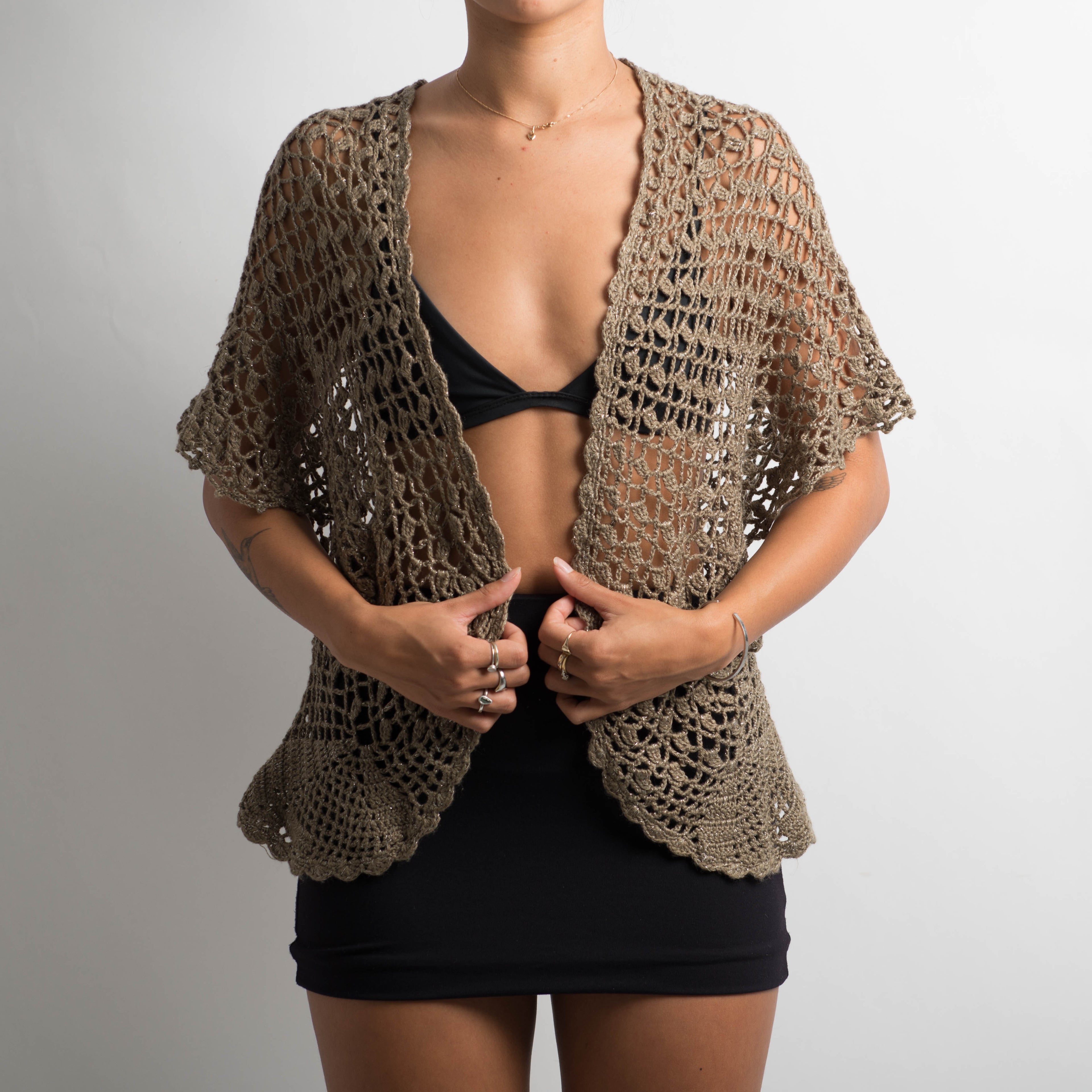 KHAKI CROCHET TOP