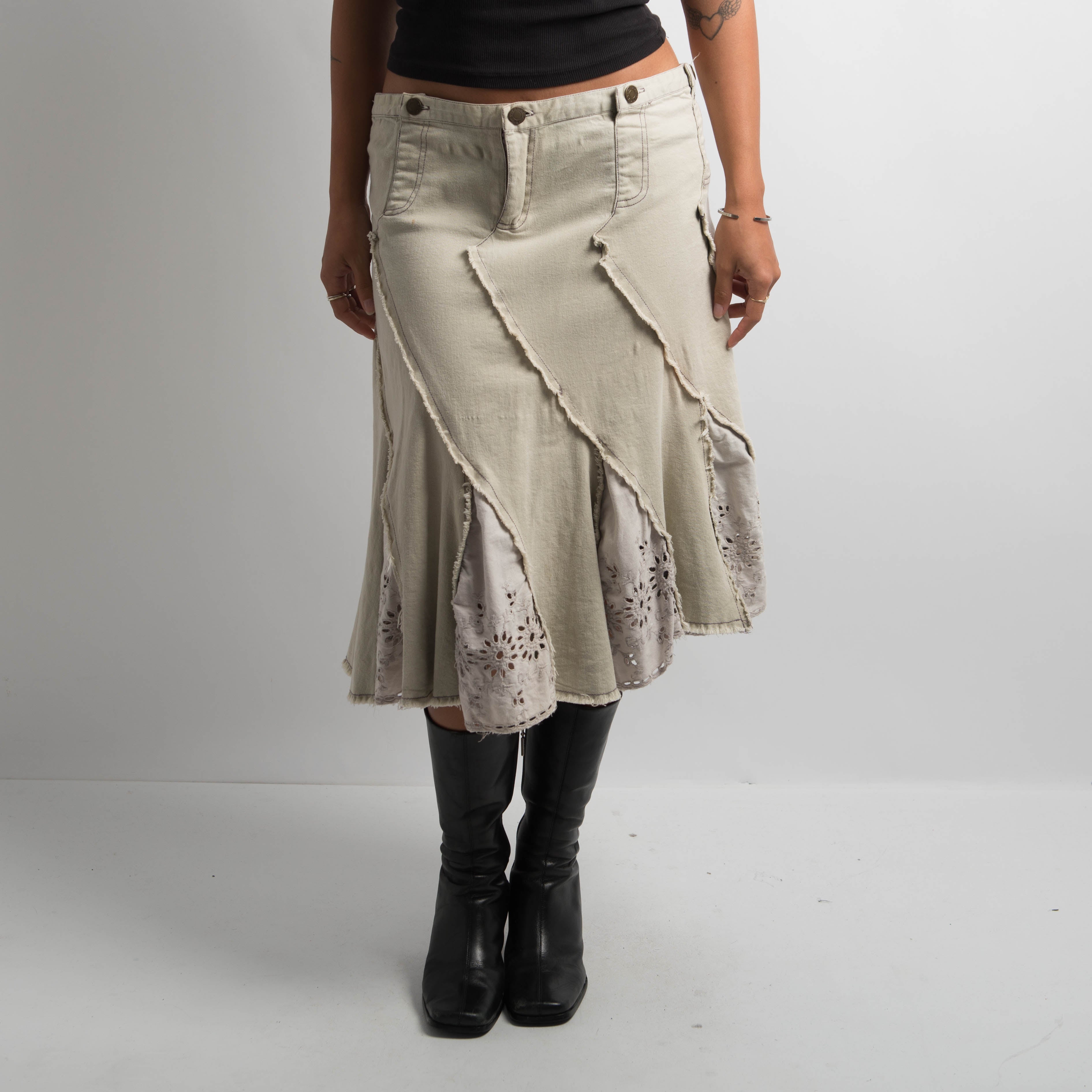TEXTURED A LINE MIDI SKIRT