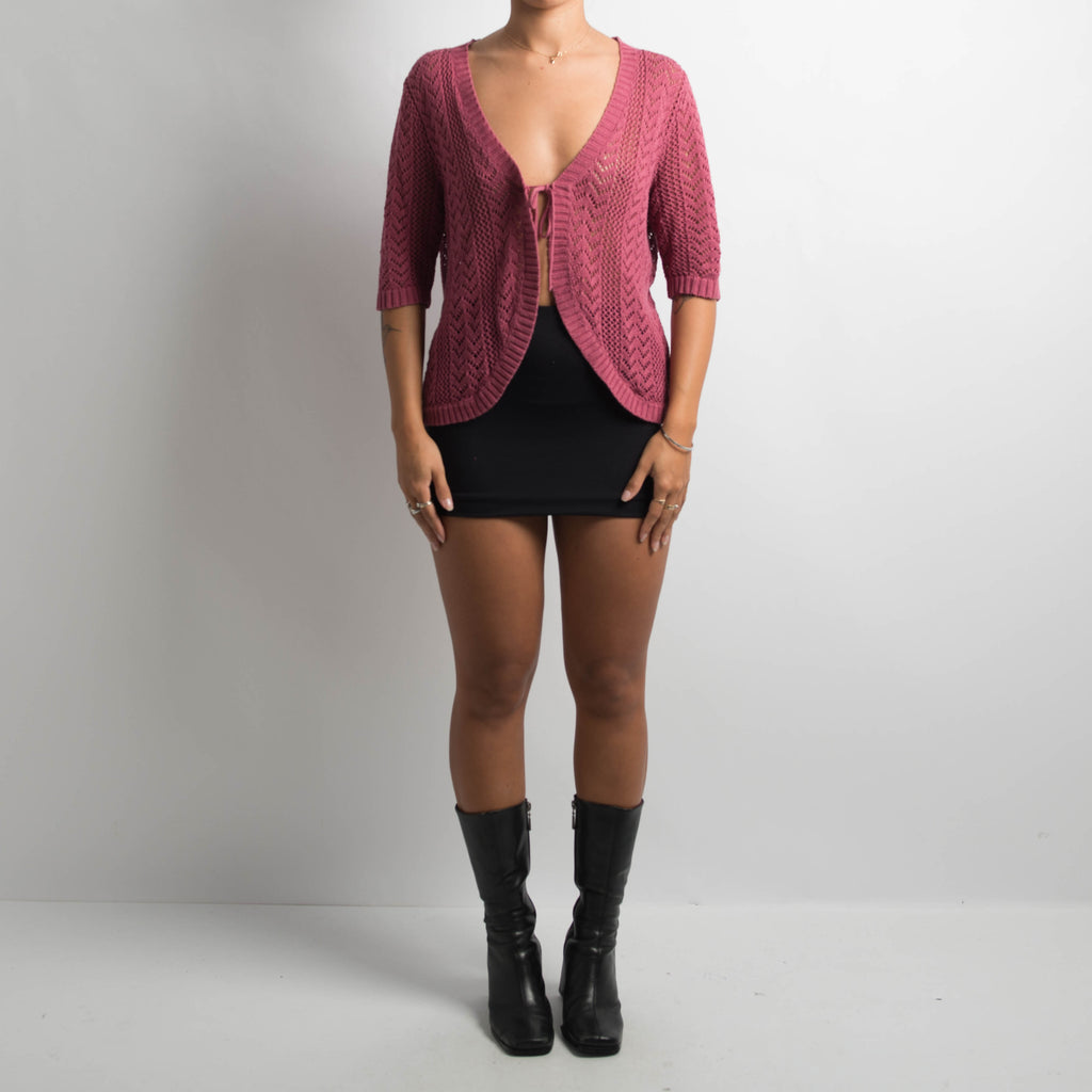 PINK CROCHET TIE TOP