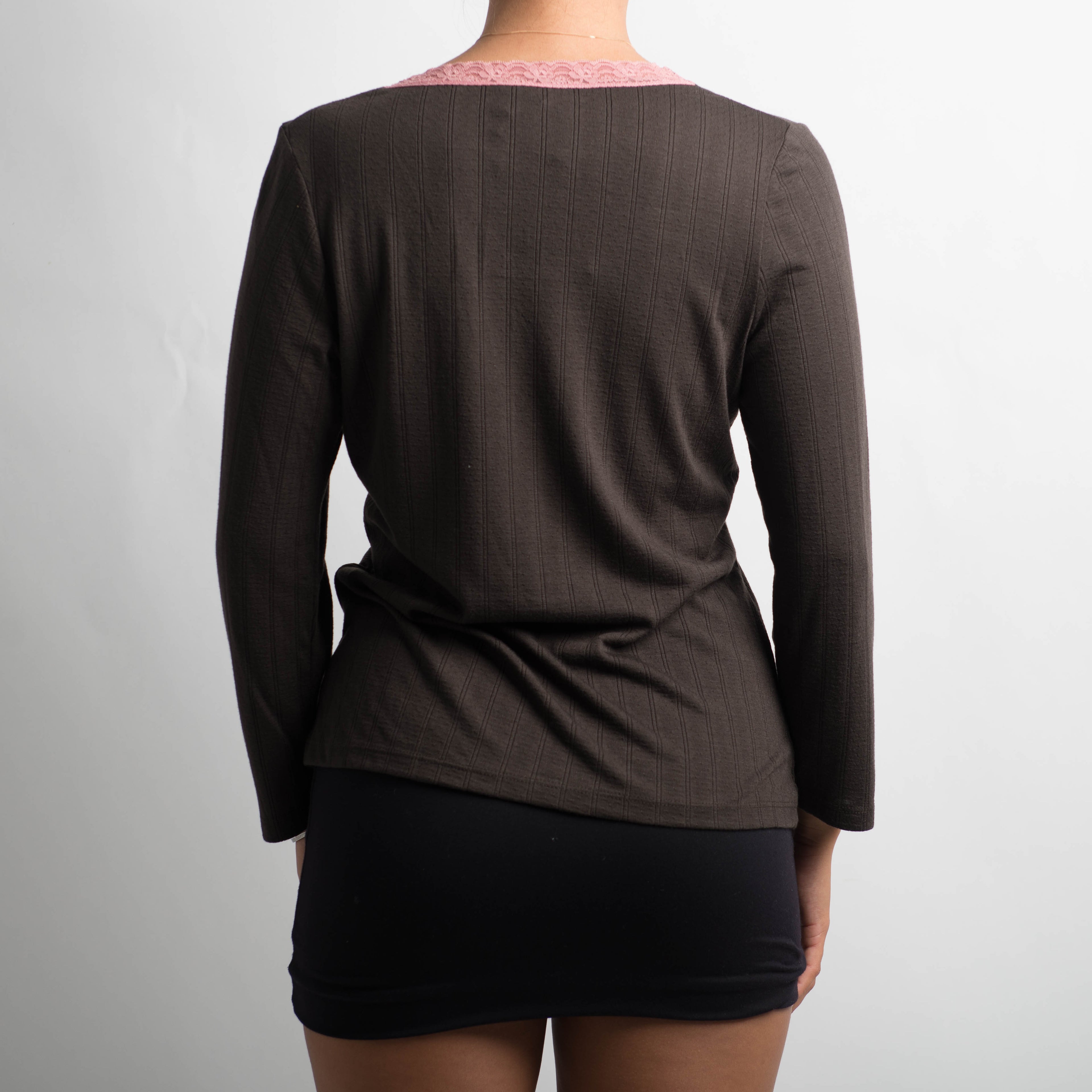 BROWN POINTELLE TOP