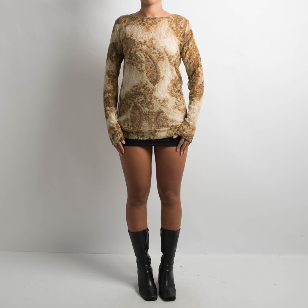 LACE MESH PAISLEY TOP