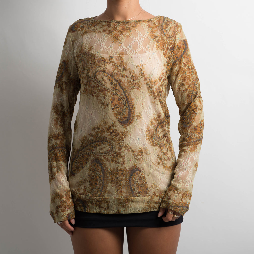 LACE MESH PAISLEY TOP
