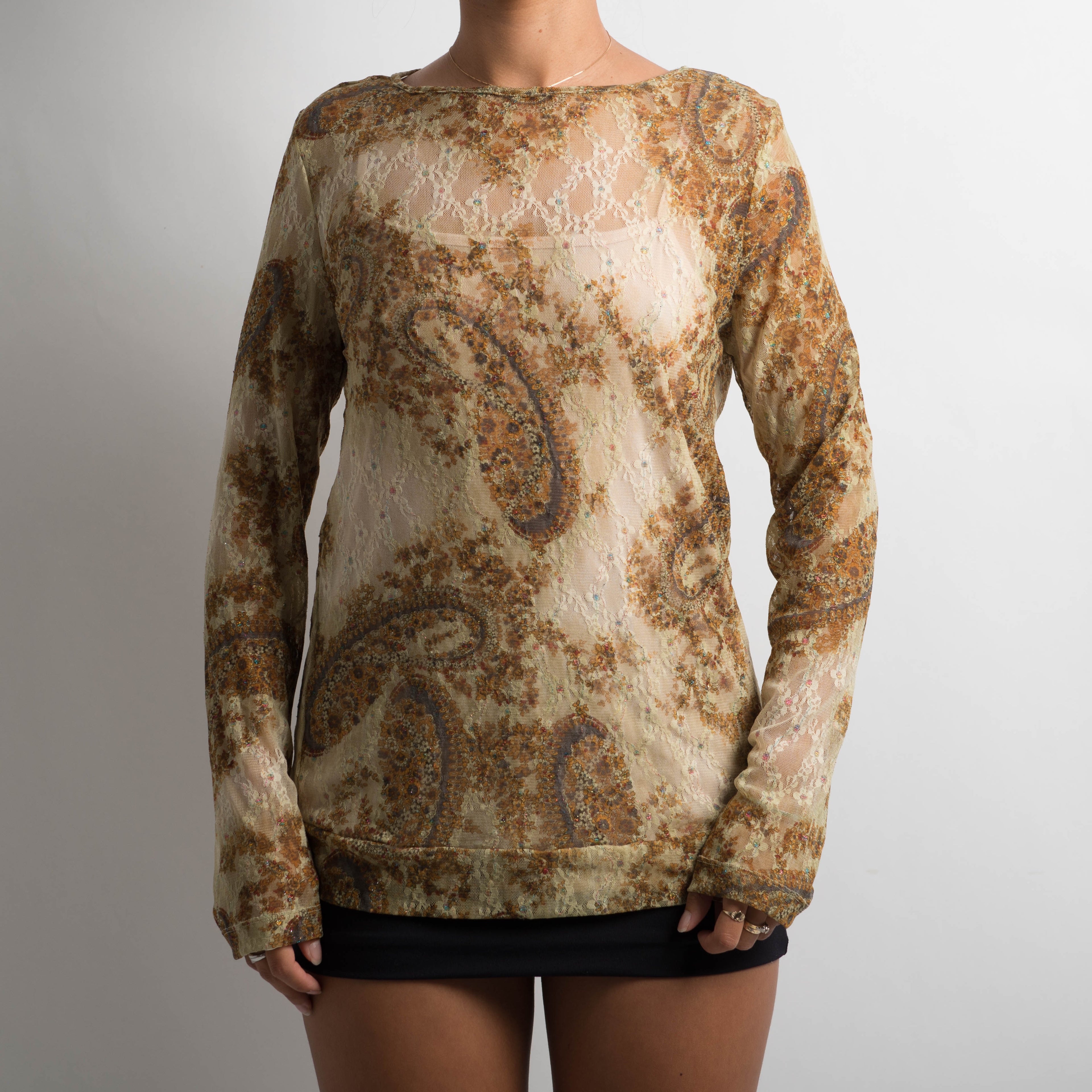 LACE MESH PAISLEY TOP