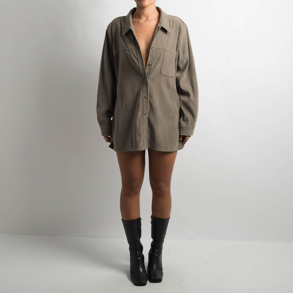 KHAKI SUEDETTE BLOUSE