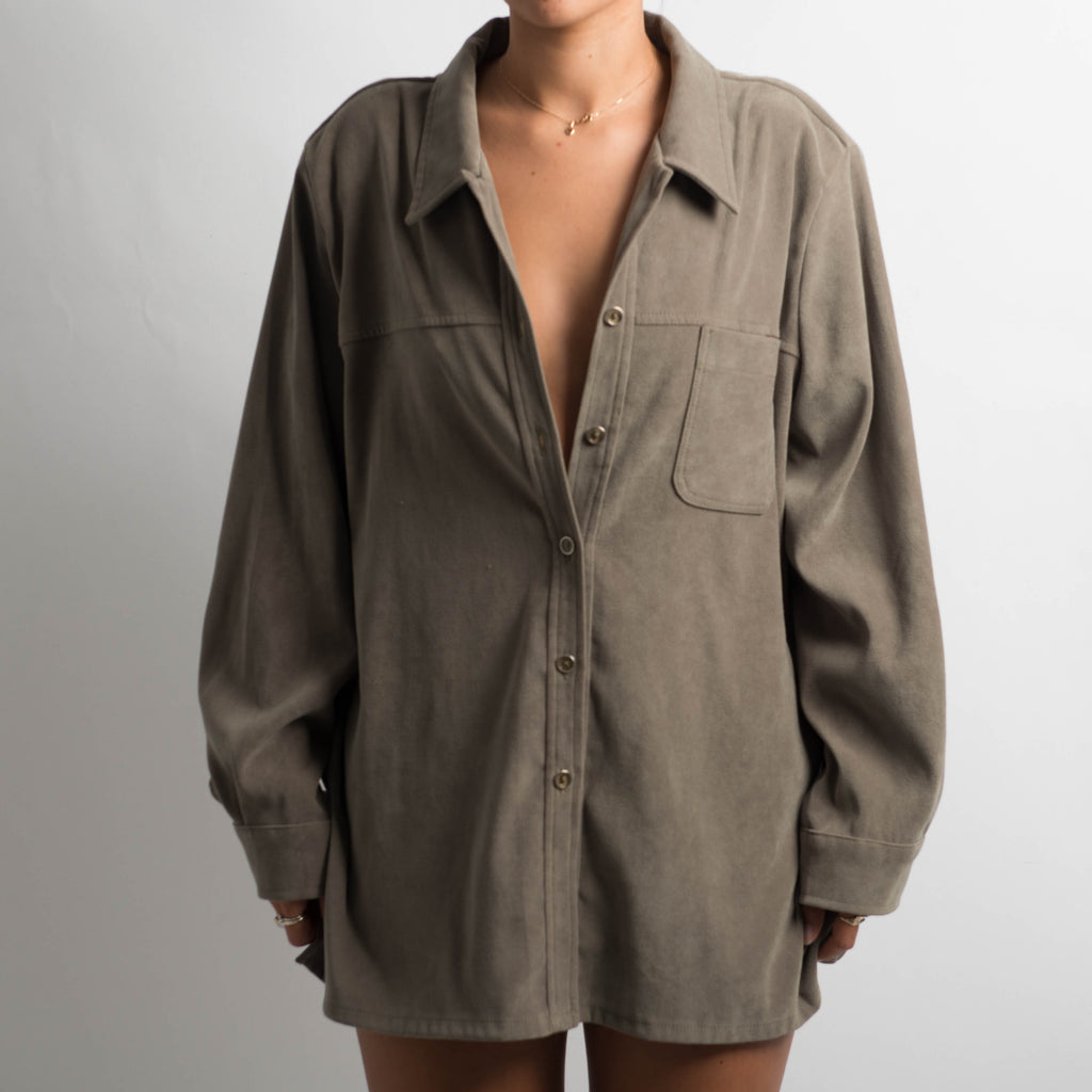 KHAKI SUEDETTE BLOUSE
