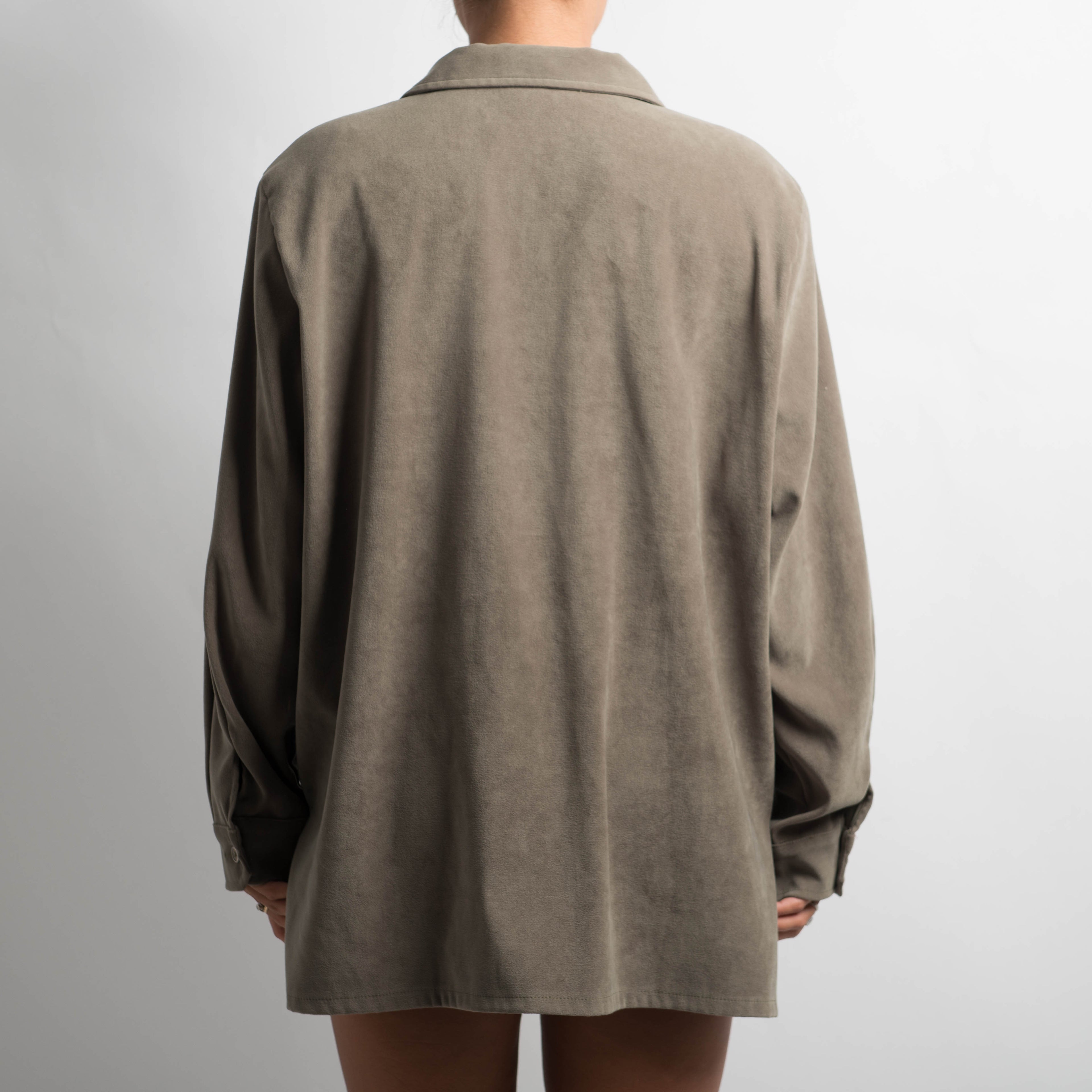 KHAKI SUEDETTE BLOUSE