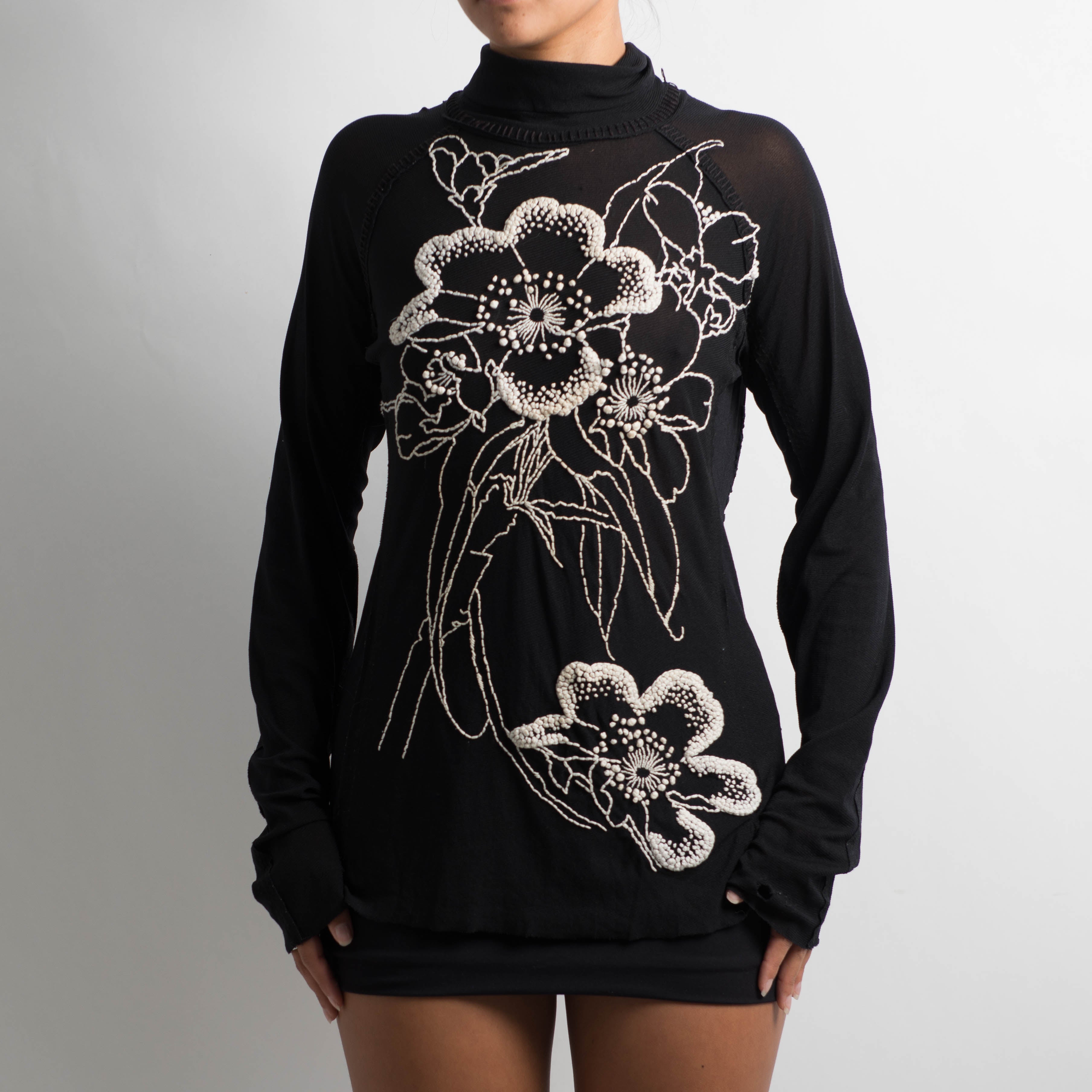 FLORAL MESH LONG SLEEVE TOP