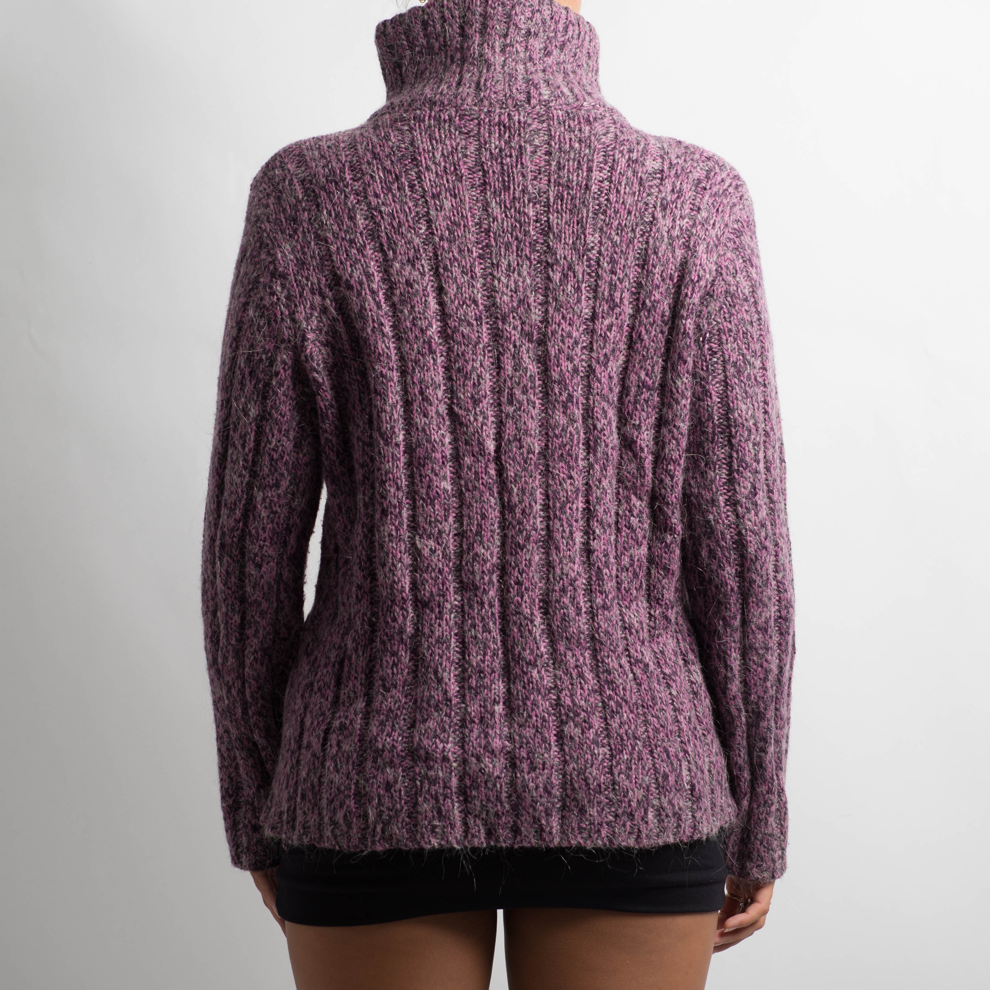 PURPLE MARLE ZIP CARDIGAN