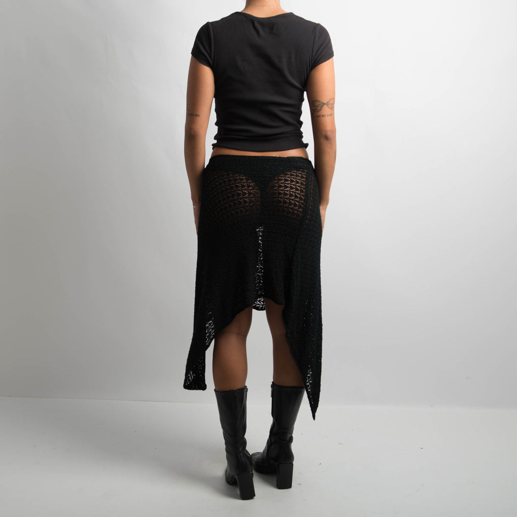 BLACK CROCHET PONCHO